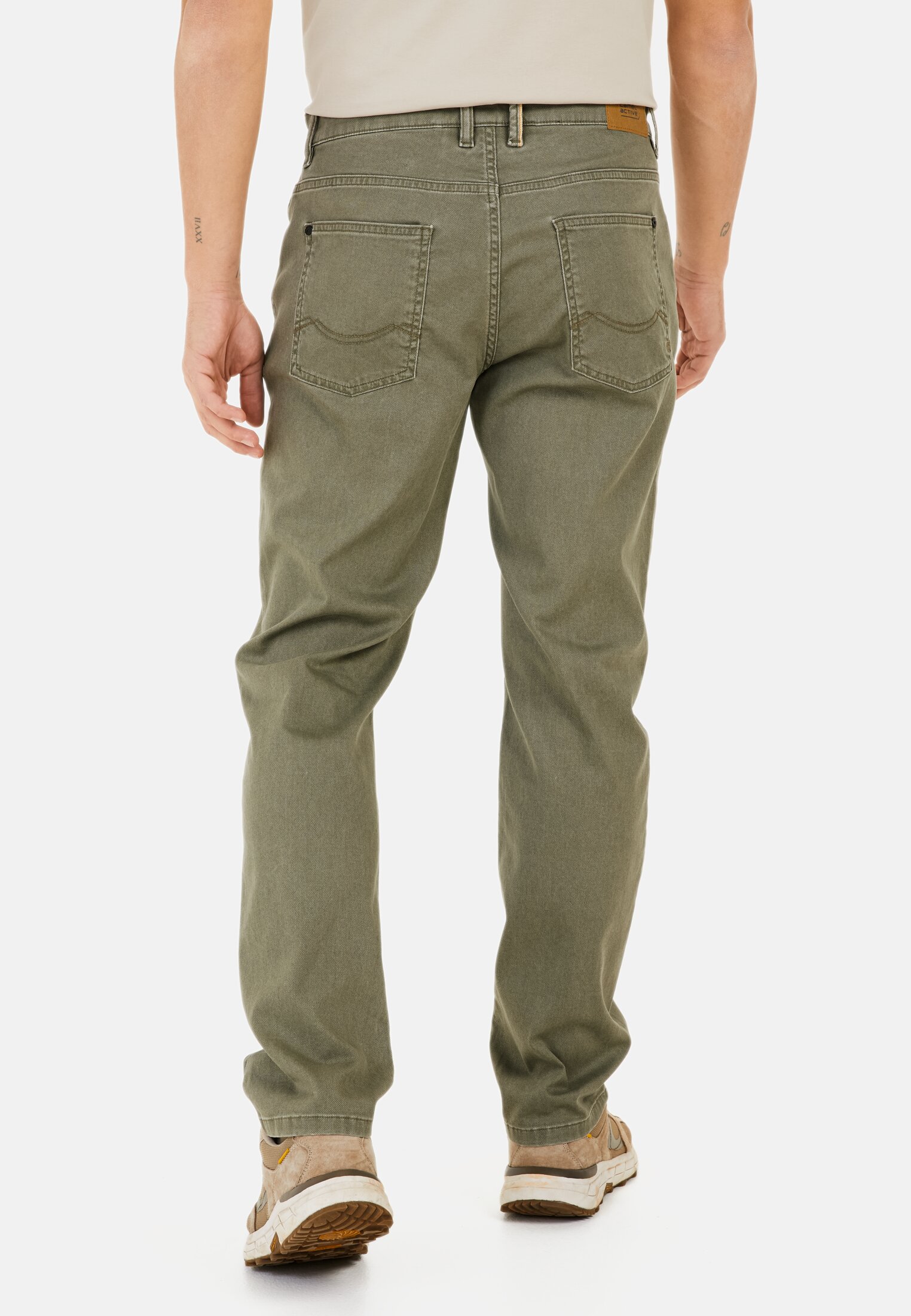 Men Relaxed Fit 5 Pocket Trousers Khaki