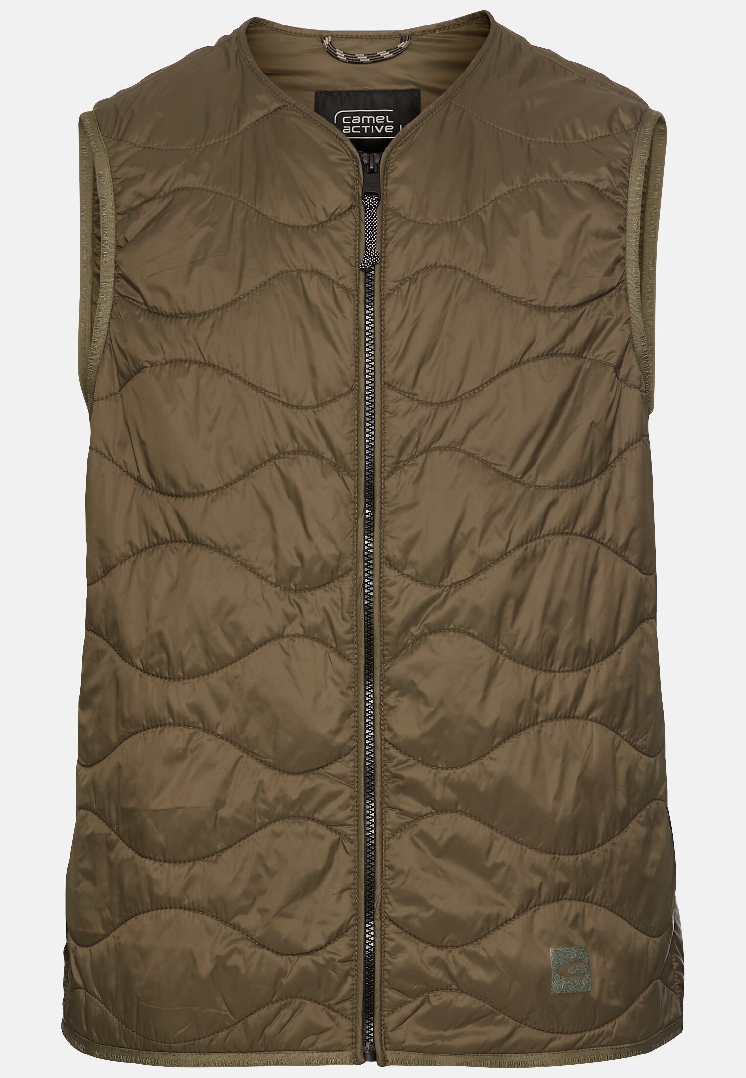 Men Outdoor vest made from recycled polyamide Khaki frontal front