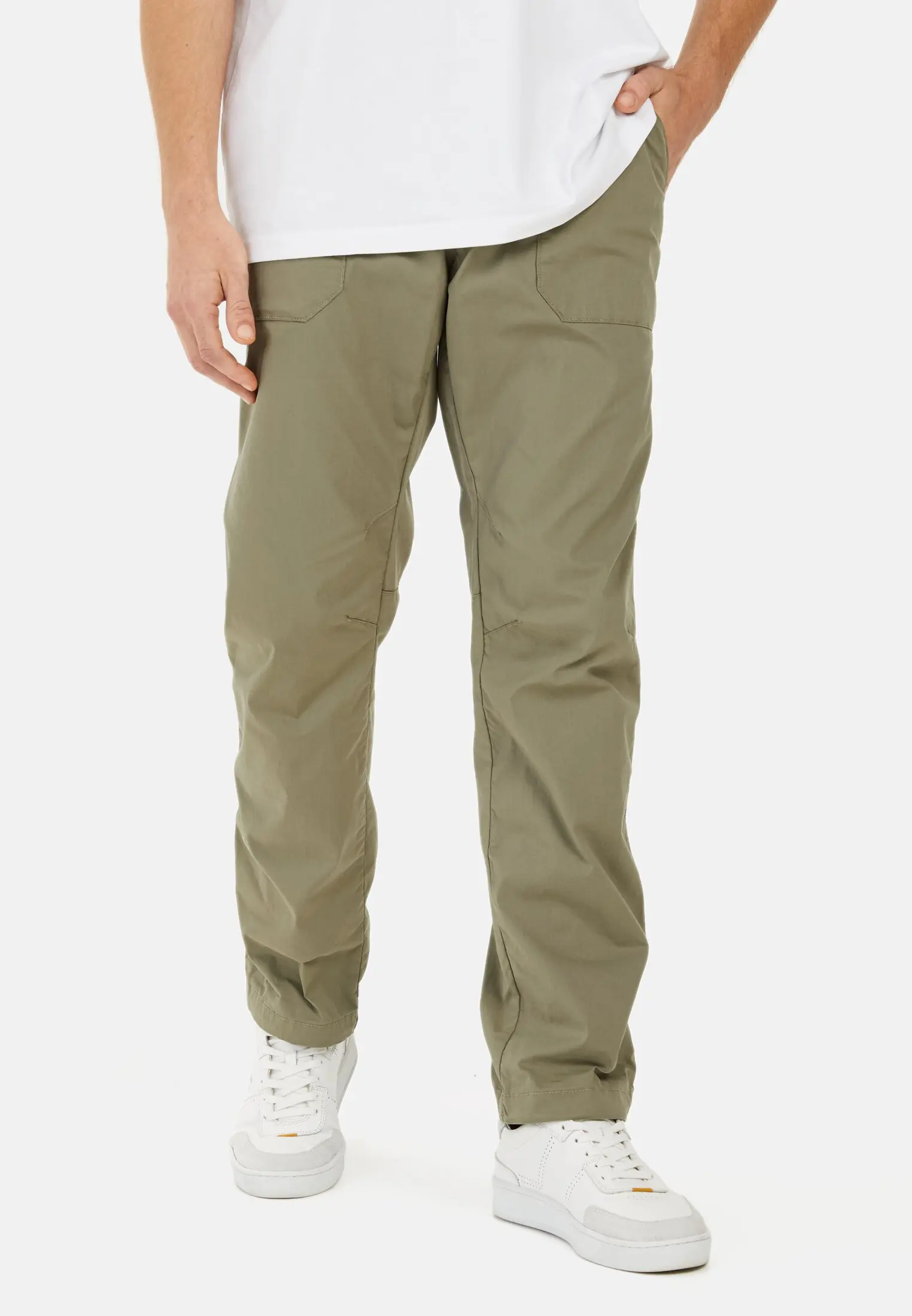 Men Lightweight chinos in a relaxed fit Green worn front