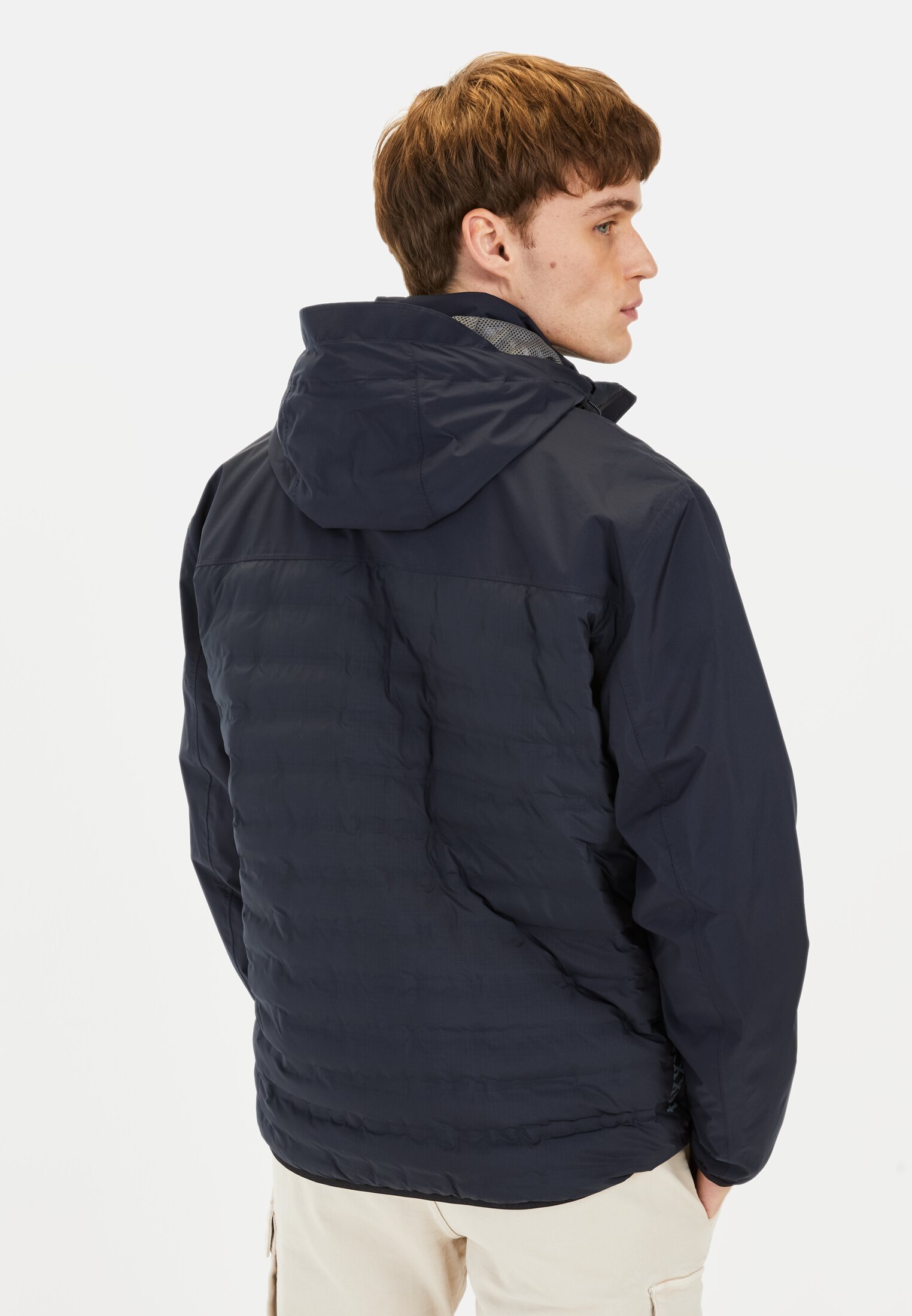 Men teXXXactive® blouson with removable hood Dark Blue worn back