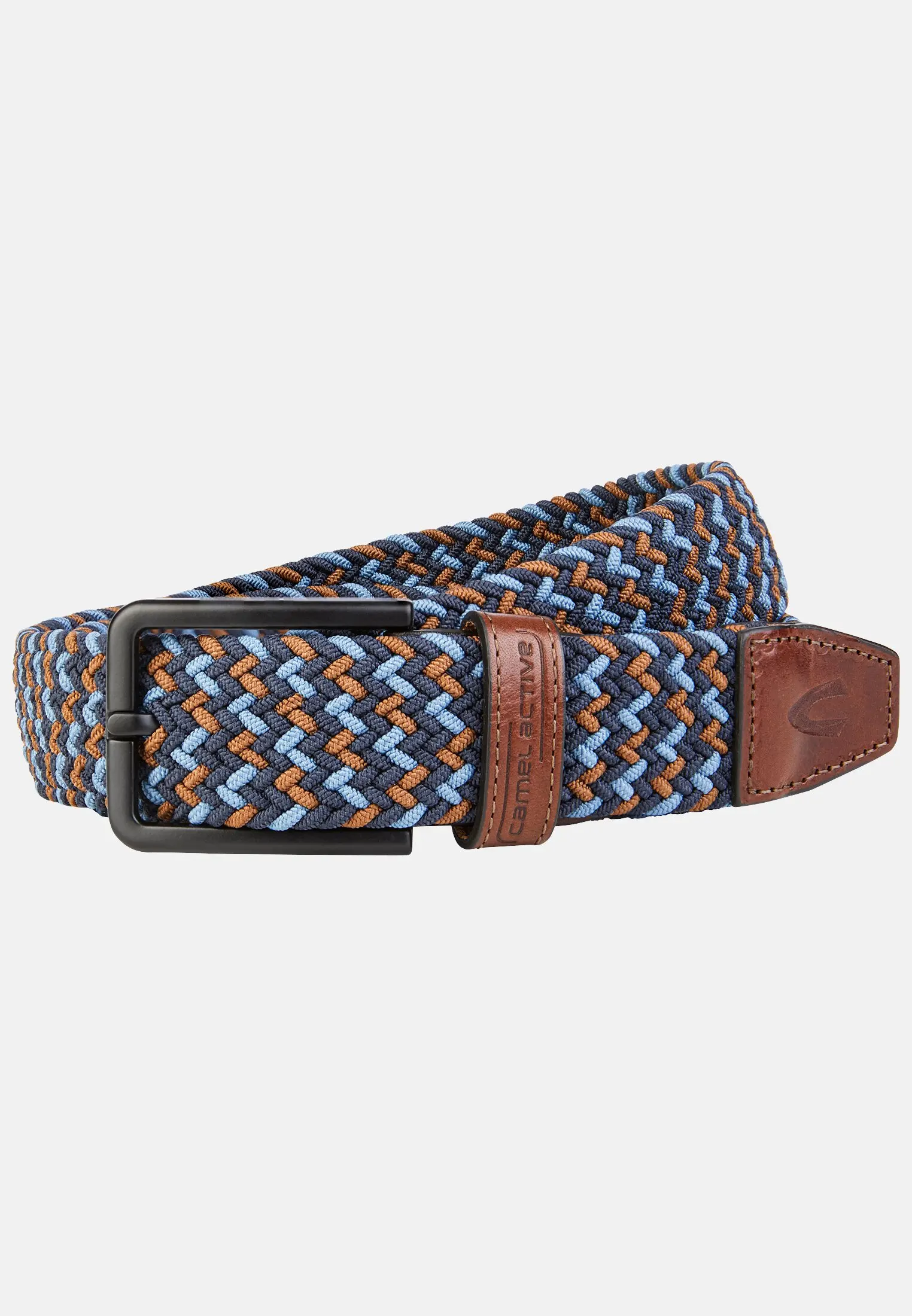 Men Elastic braided belt Night Blue