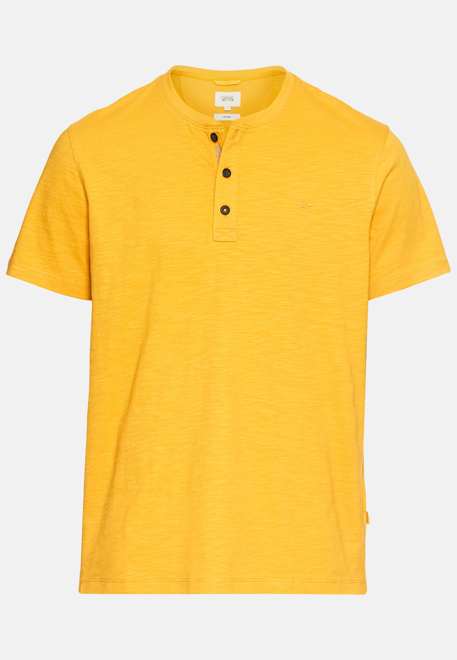 Men Short-sleeve Henley made of organic cotton Yellow frontal front