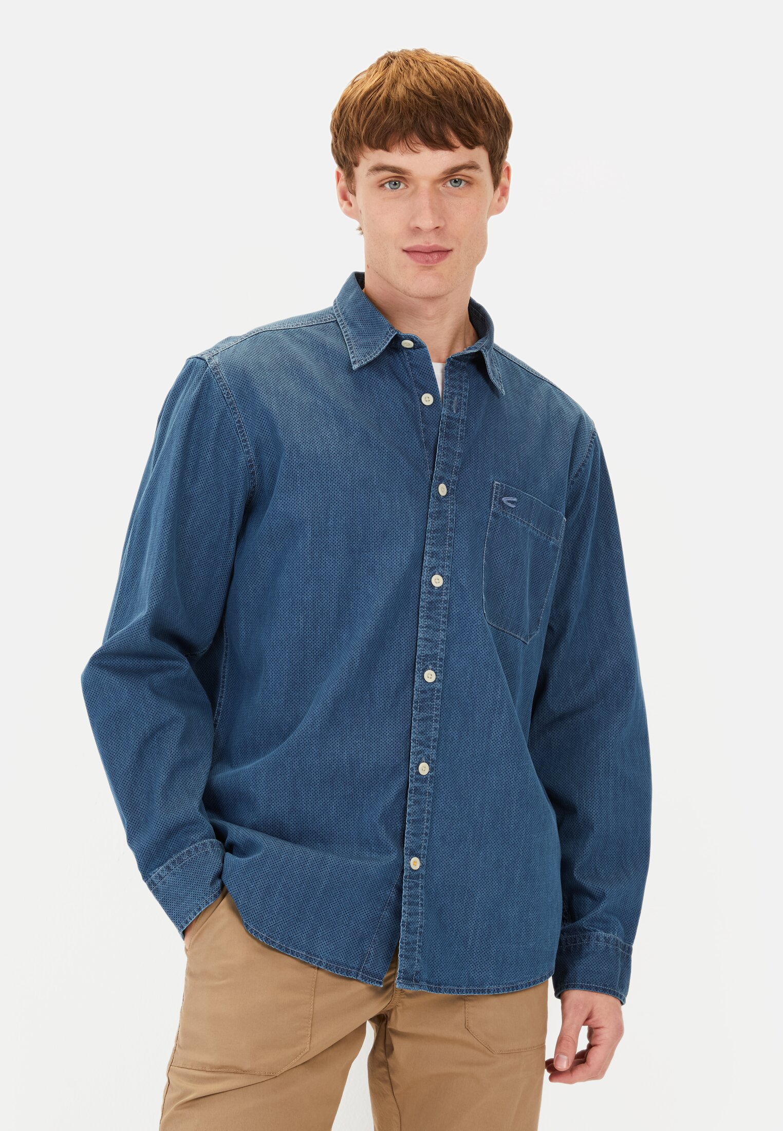 Men Longsleeve Shirt with allover print Blue