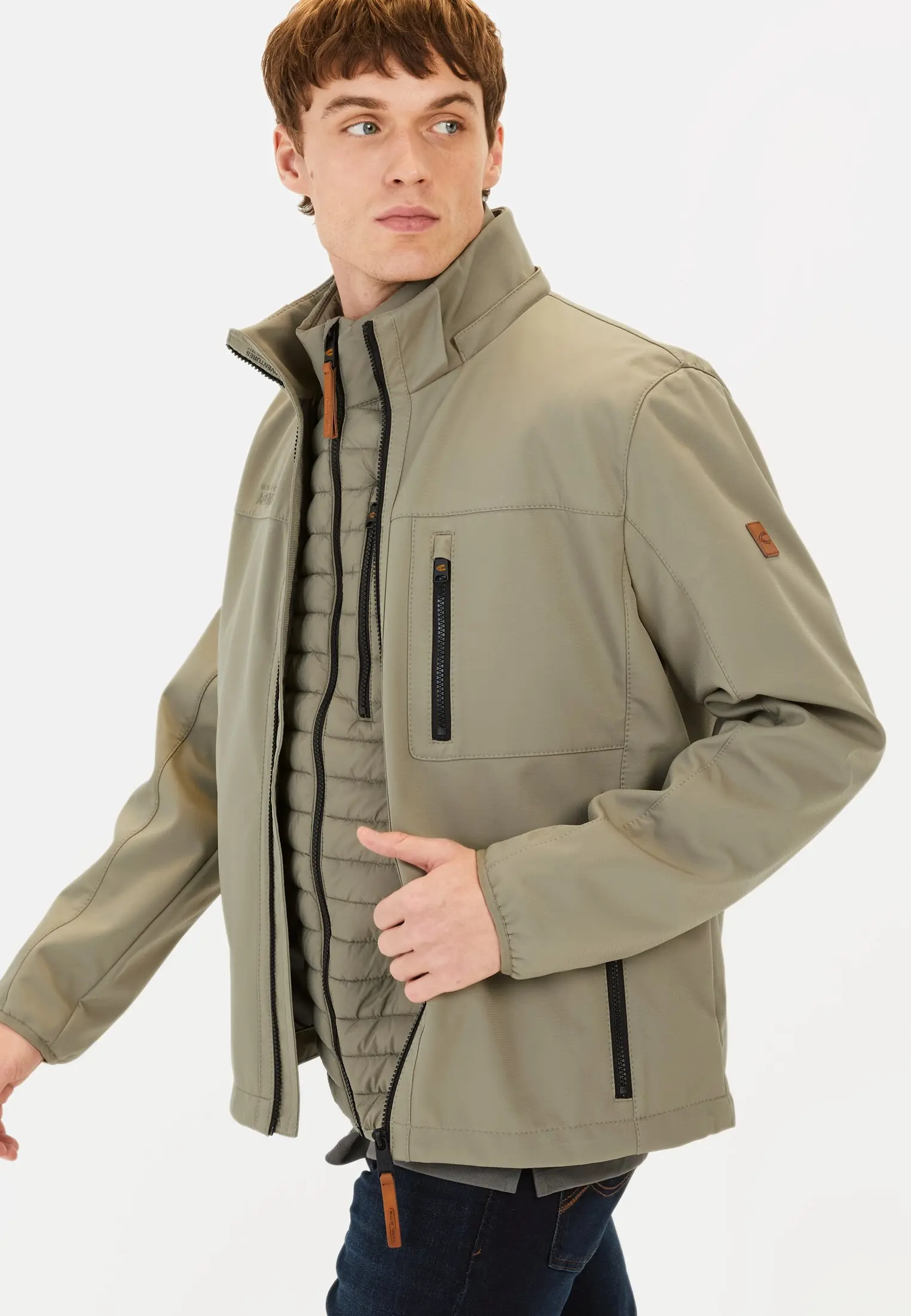 Men Softshell jacket made from recycled polyester Green worn emotional