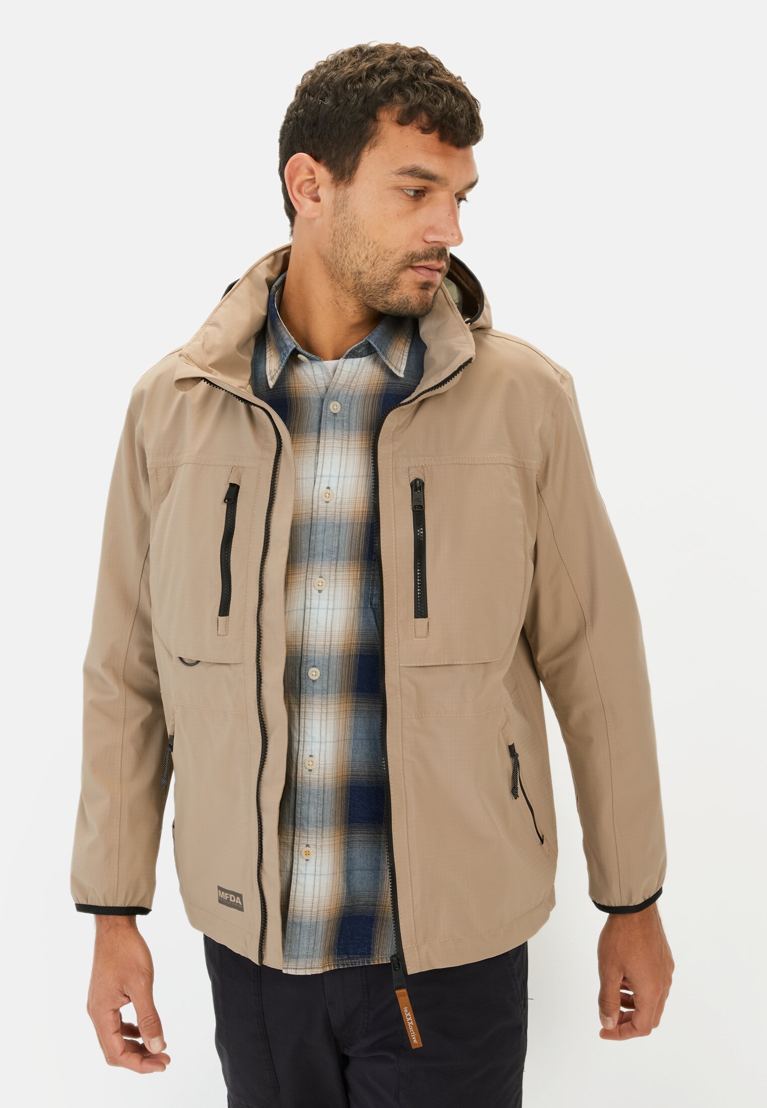 Men Windbreaker with removable hood Beige