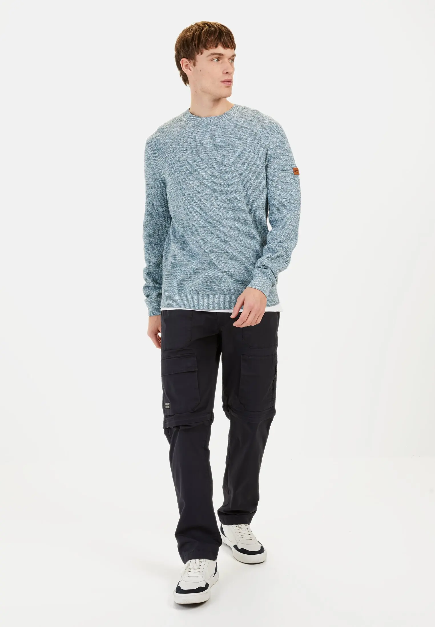 Herren Rundhals Pullover aus Baumwolle Hellblau