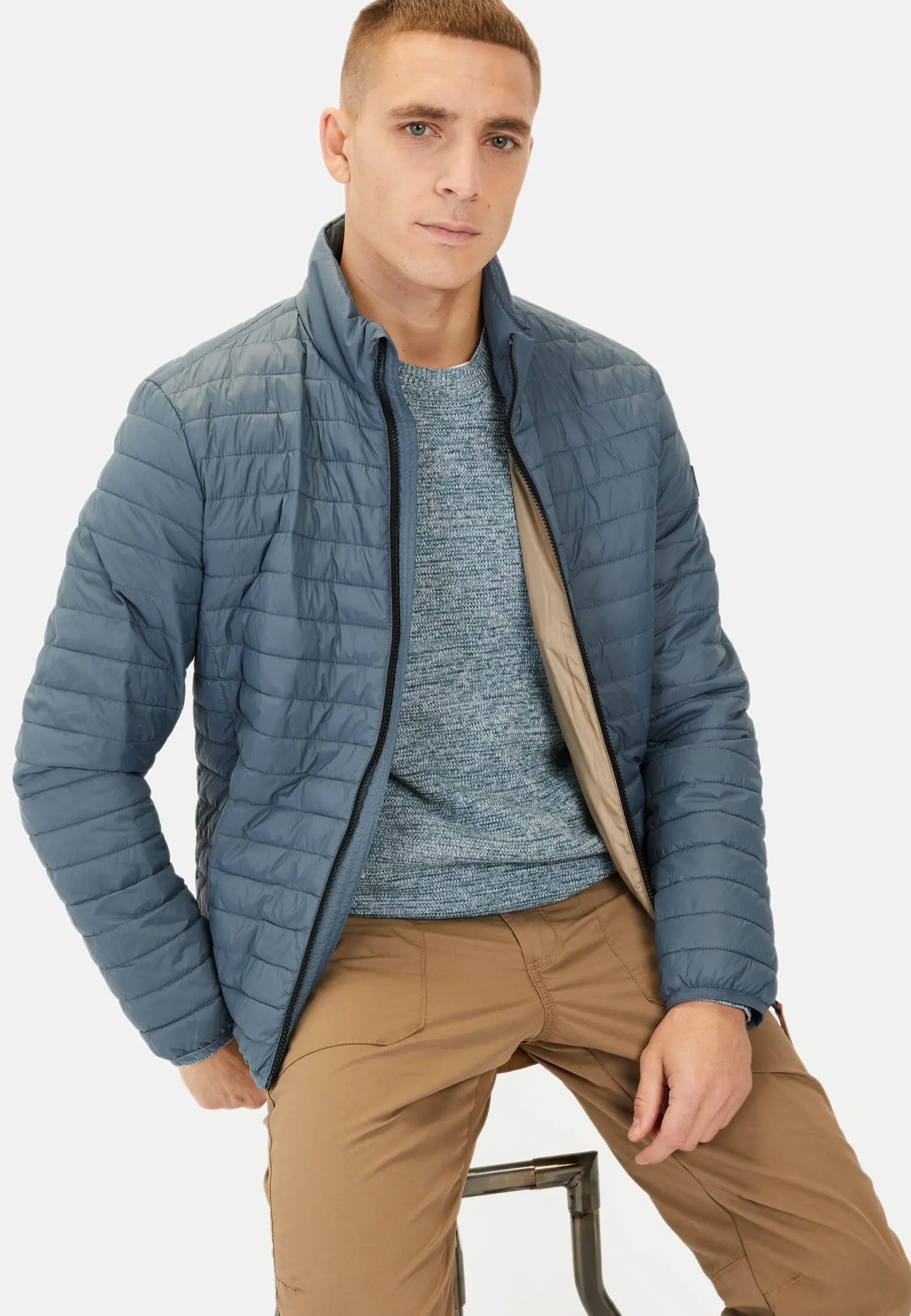 Herren Winddichter Steppblouson Hellblau