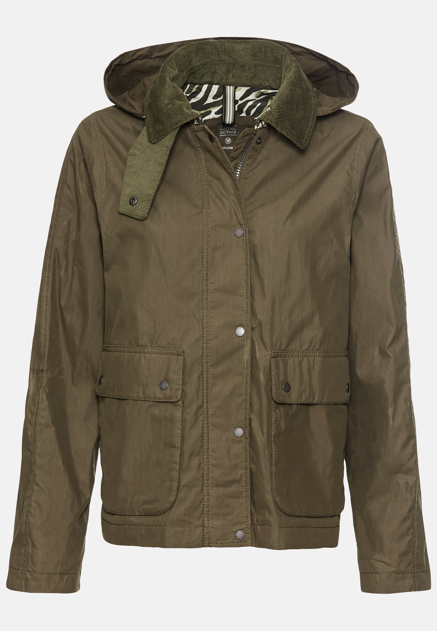 Women Blouson with corduroy collar Dark Khaki frontal front