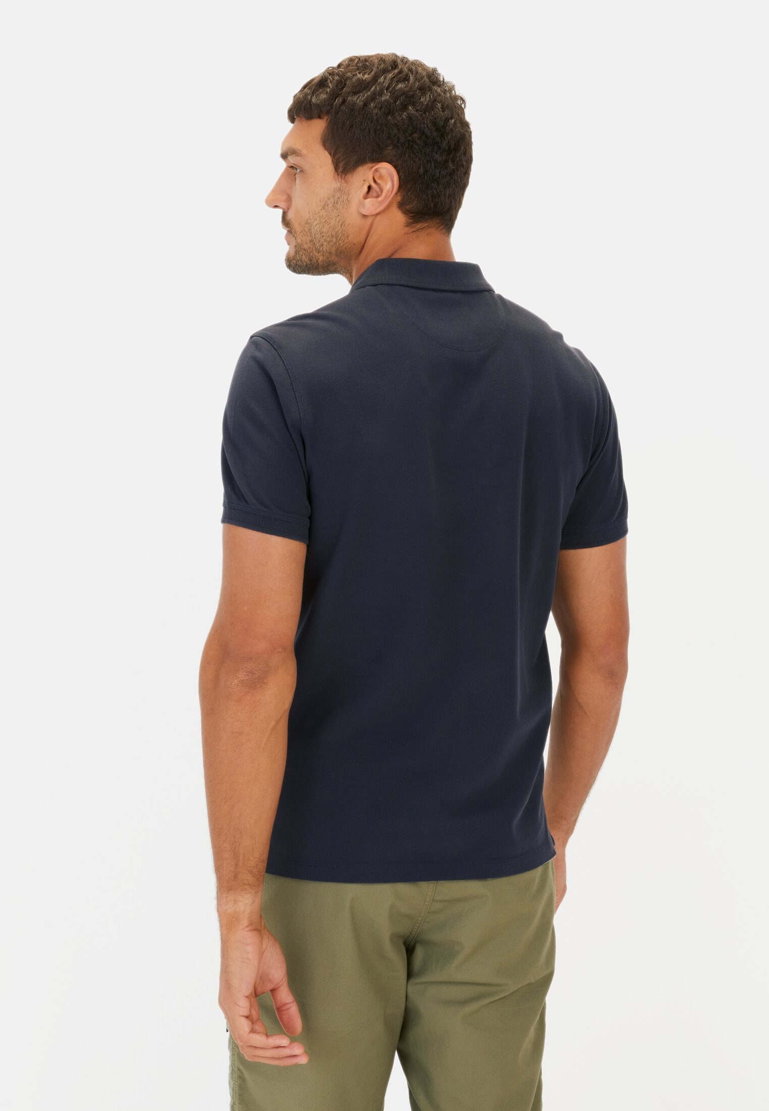 Herren Halbarm Poloshirt aus reiner Baumwolle Nachtblau