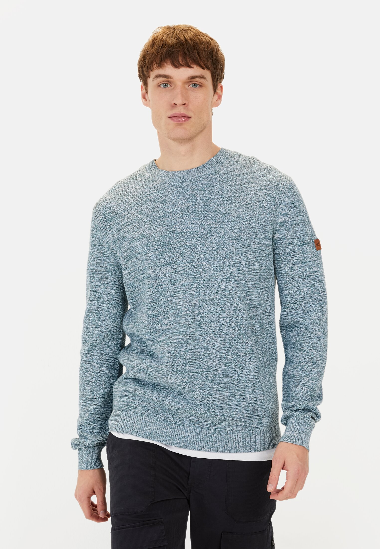 Herren Rundhals Pullover aus Baumwolle Hellblau