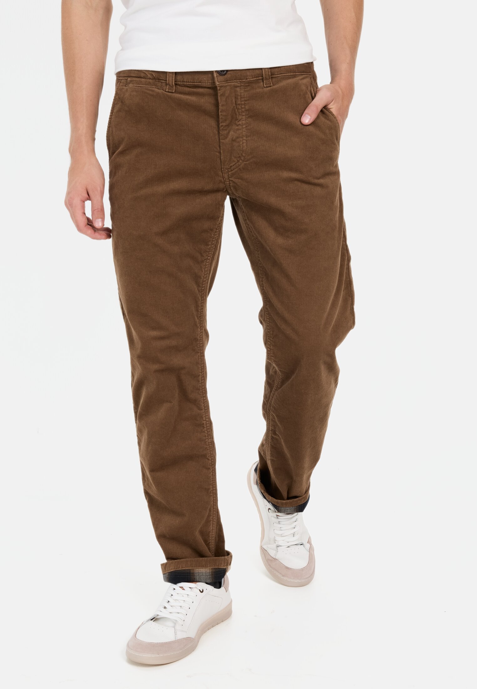 Herren Relaxed Fit Cord Chino mit Thermofutter Braun