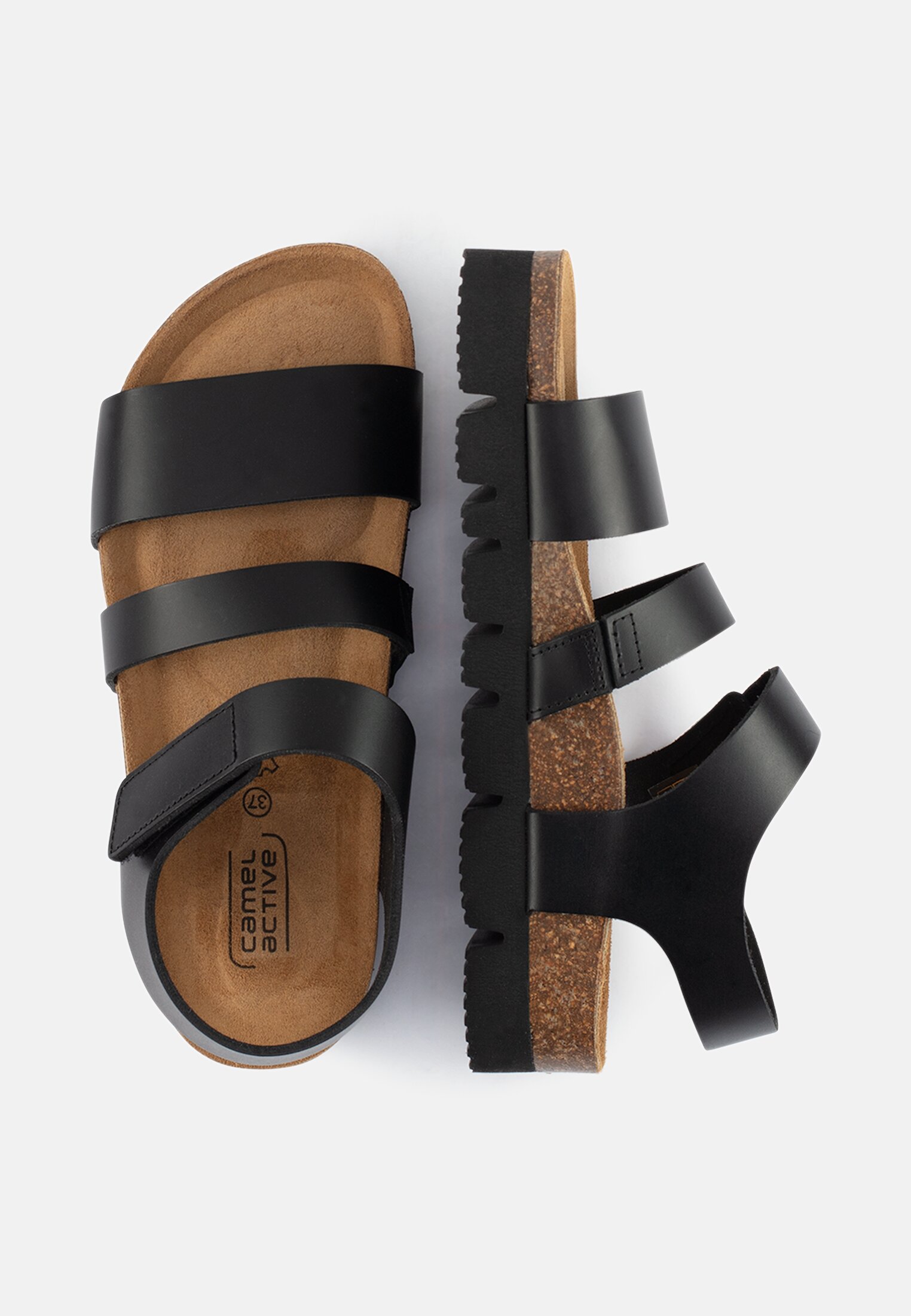 Women Strap sandals made of nappa leather Black frontal top