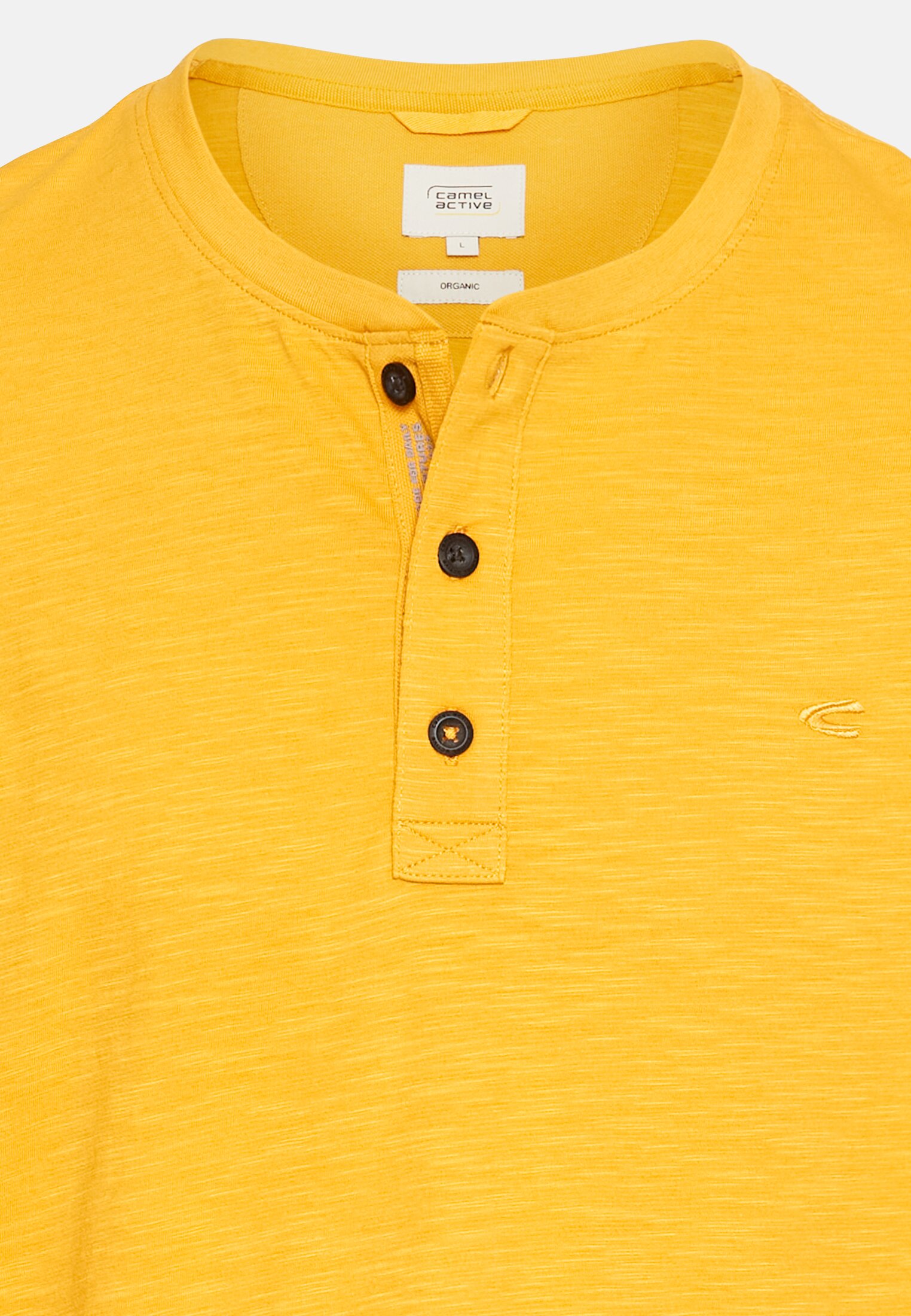 Men Short-sleeve Henley made of organic cotton Yellow front close