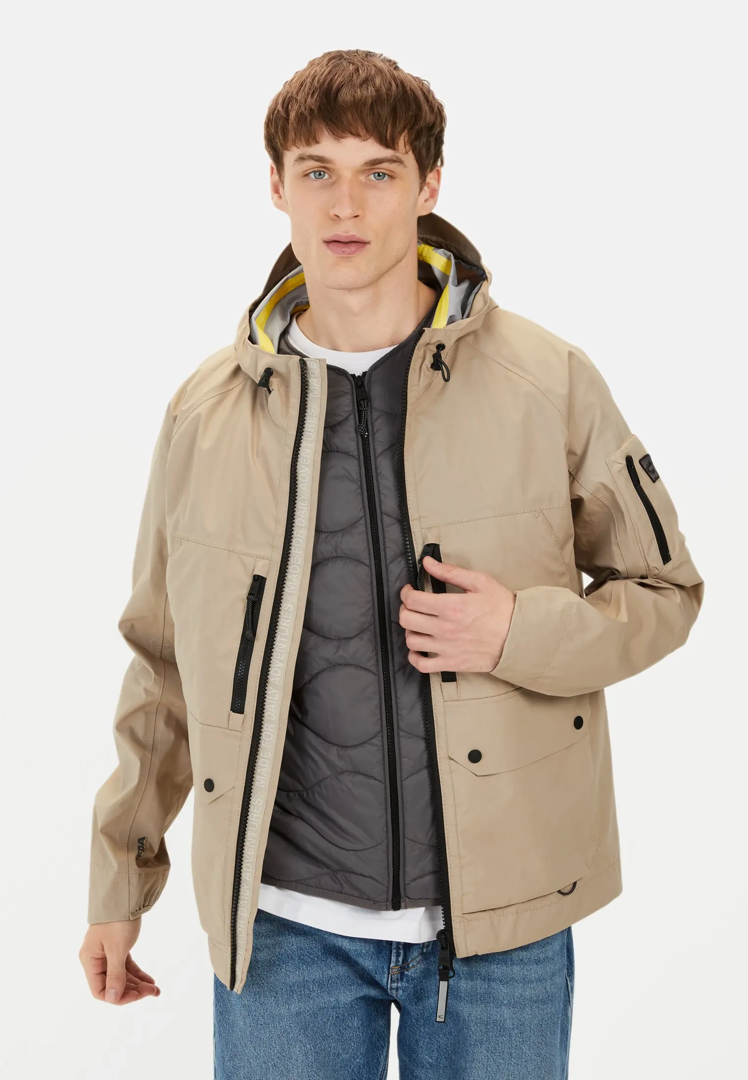 Men Blouson made of cotton with a hood Beige worn front