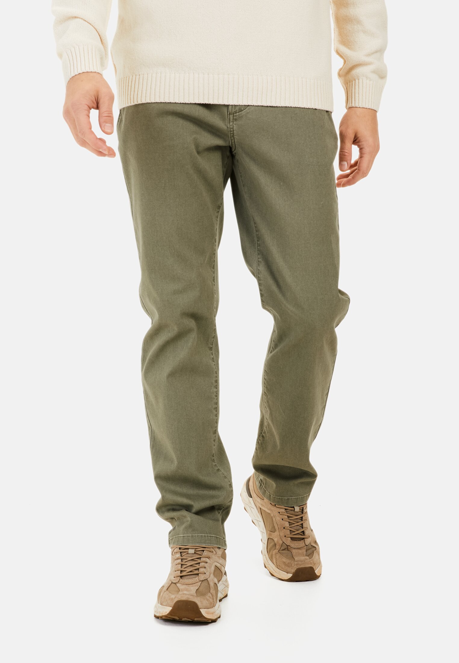 Men Relaxed Fit 5 Pocket Trousers Khaki