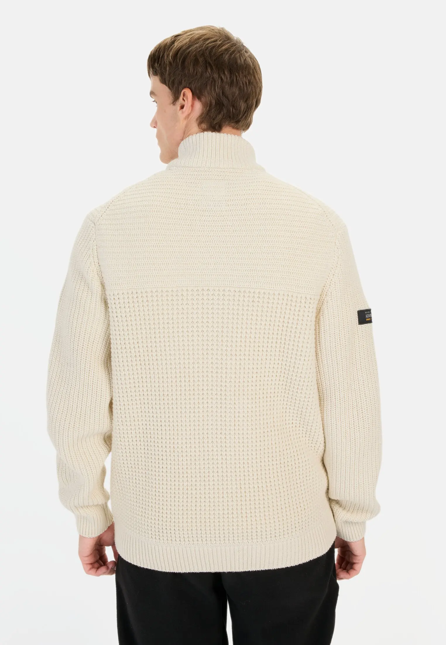 Herren Strickjacke mit verstecktem Reißverschluss Creme