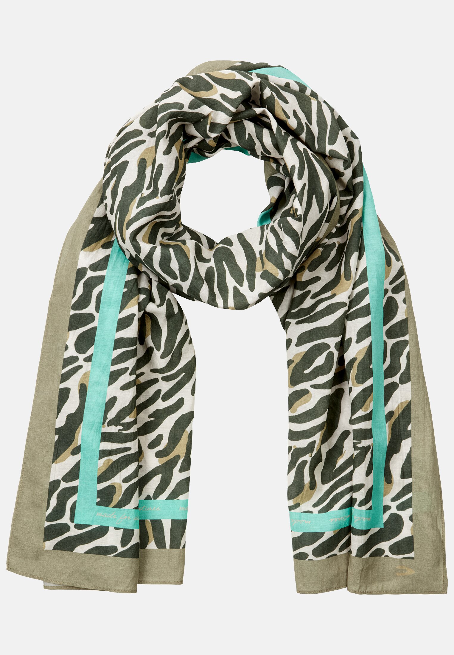 Women Square scarf with silk Green AOP frontal front