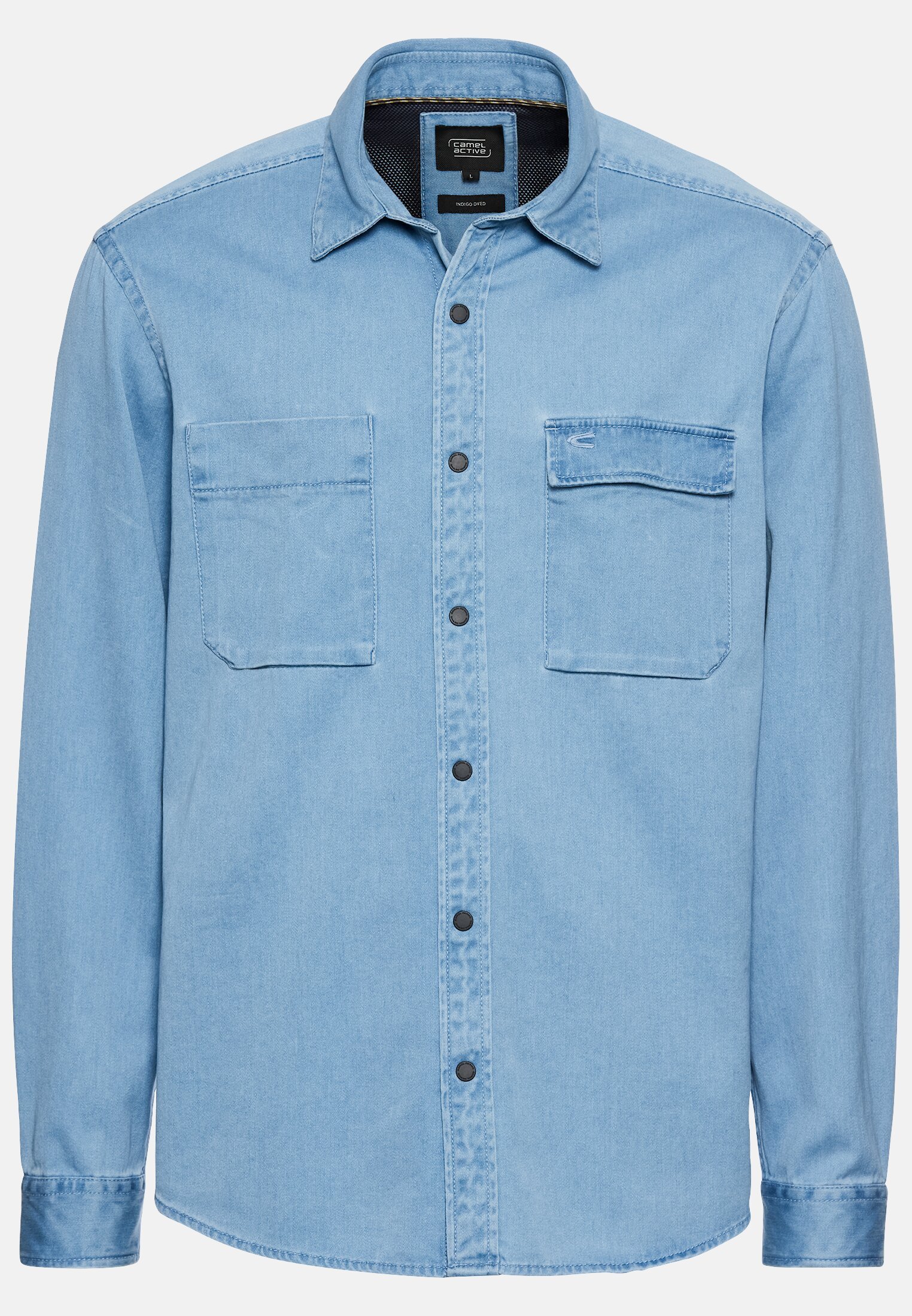 Men Shirt made from a cotton blend Blue frontal front