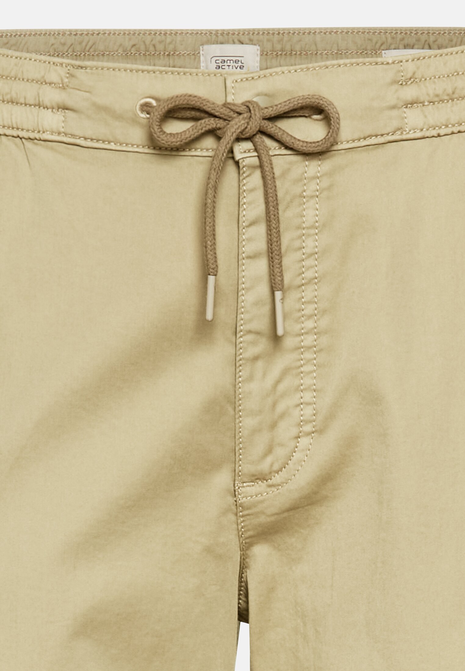 Women Casual pants made from a cotton blend Beige front close