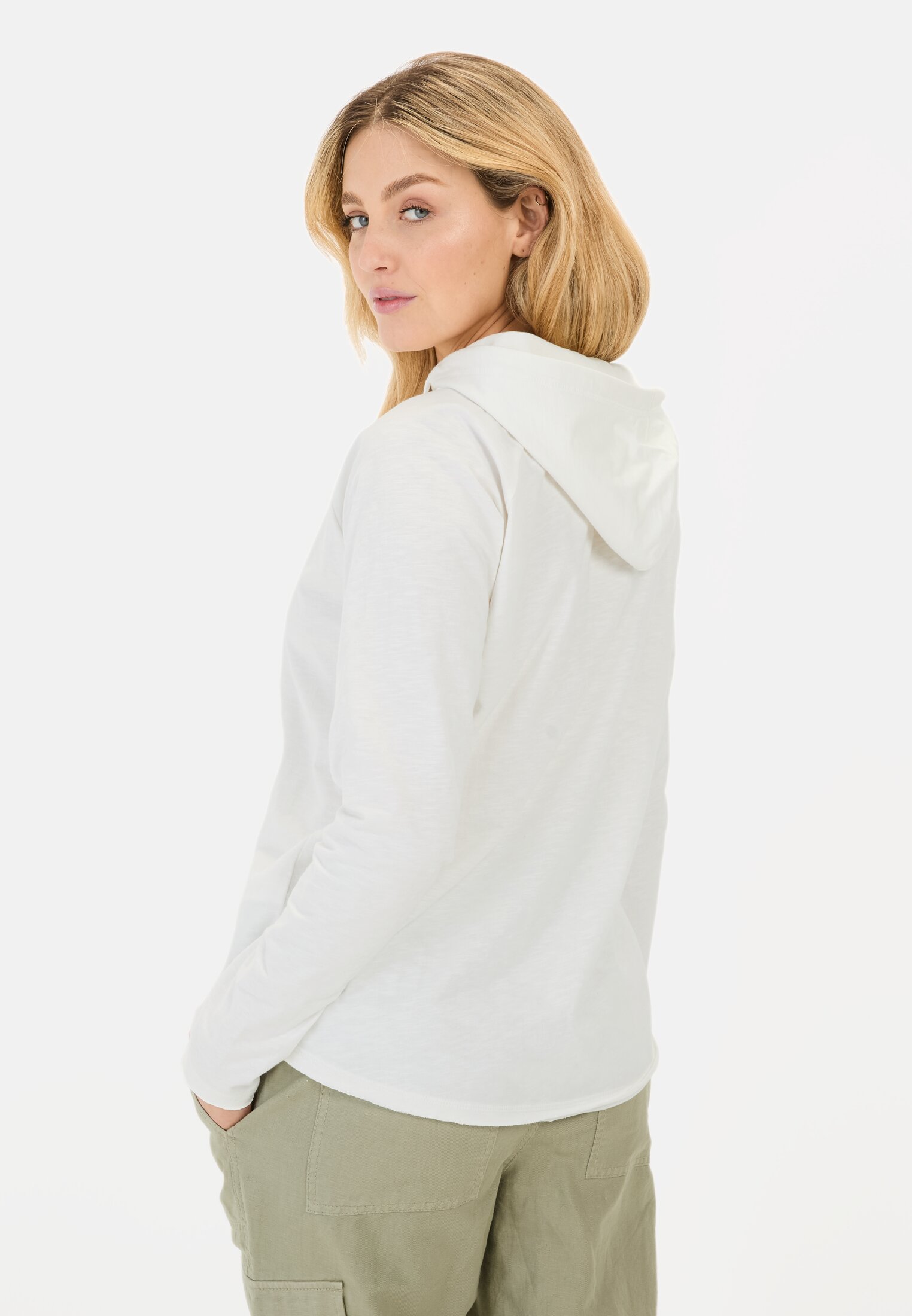 Women Hoodie made of pure cotton Milk White worn back