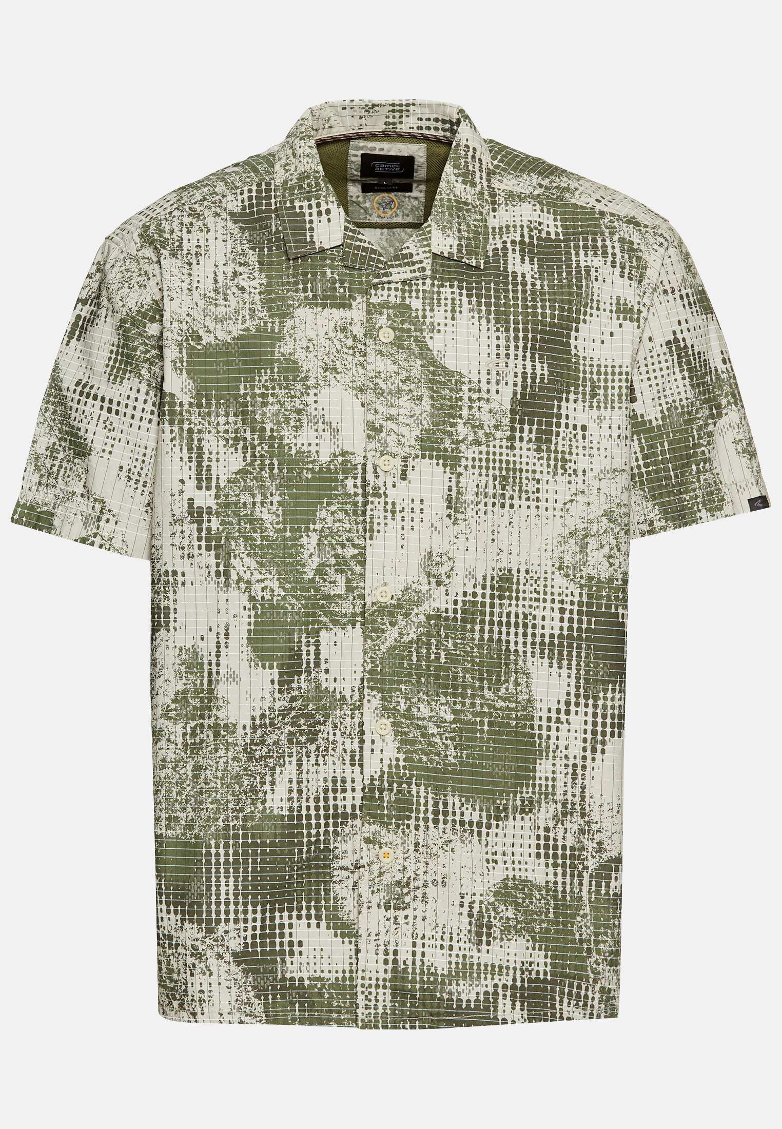 Men Short sleeve shirt made of cotton Khaki frontal front