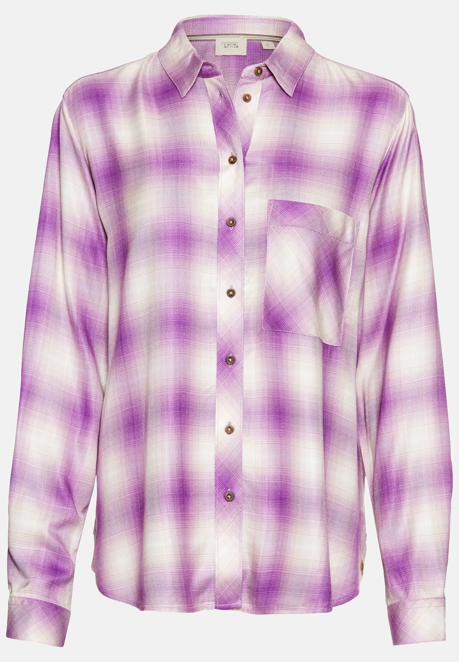 Women Checked blouse made of pure viscose Violet-White frontal front