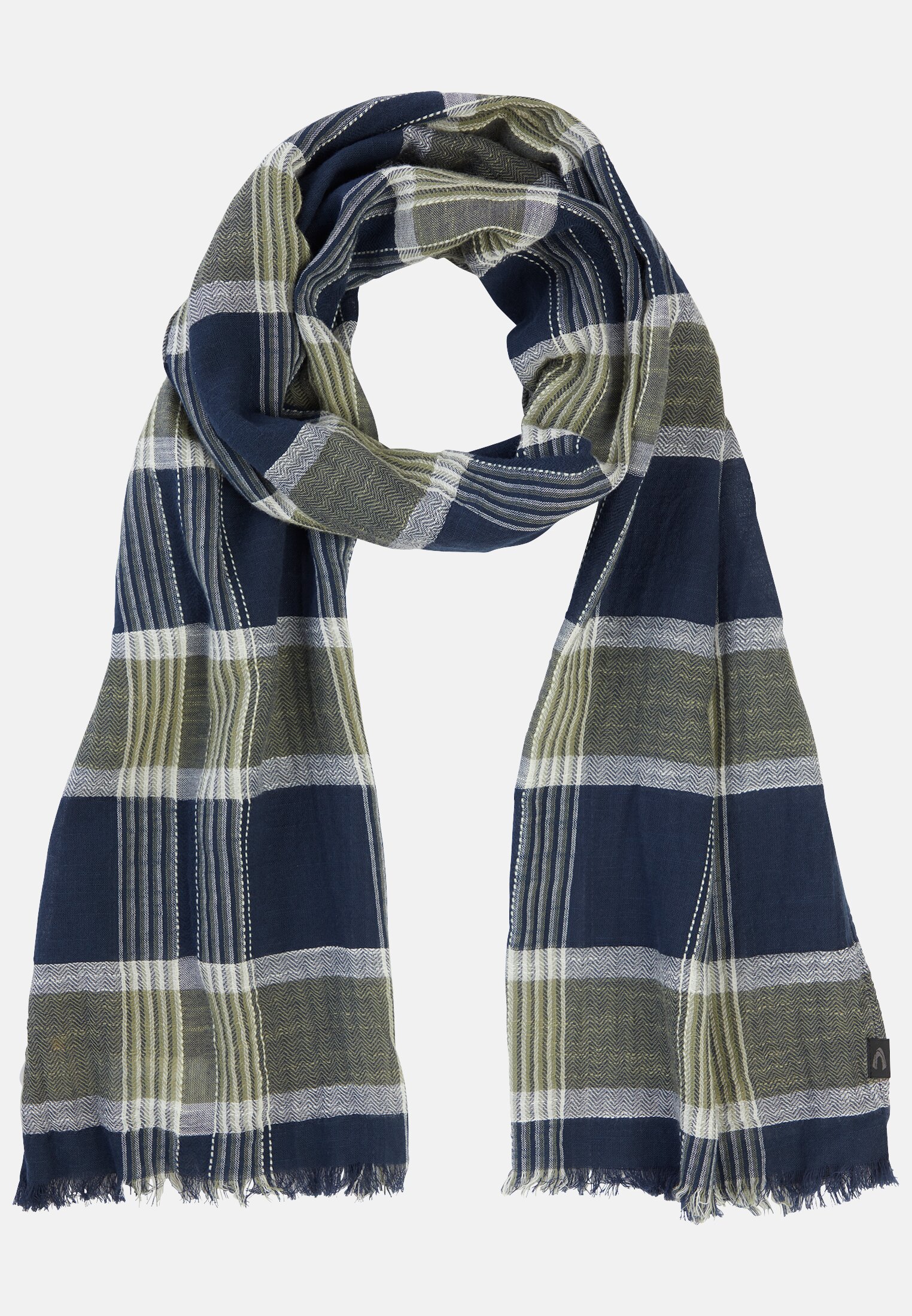 Men Scarf in organic cotton Dark Green frontal front