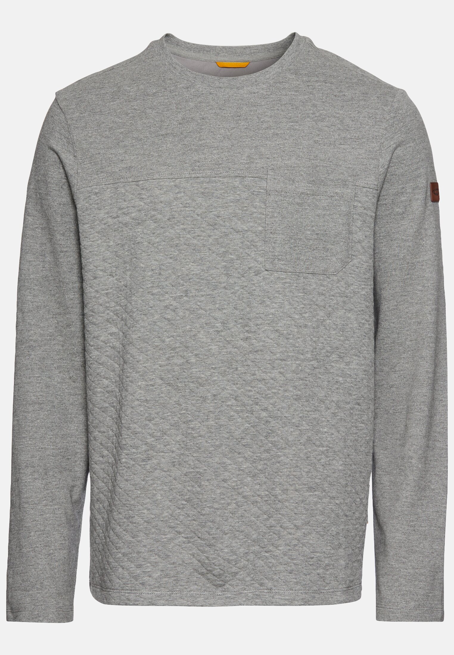 Heren Longsleeve shirt met gewatteerd patroon Grijs frontaal voor