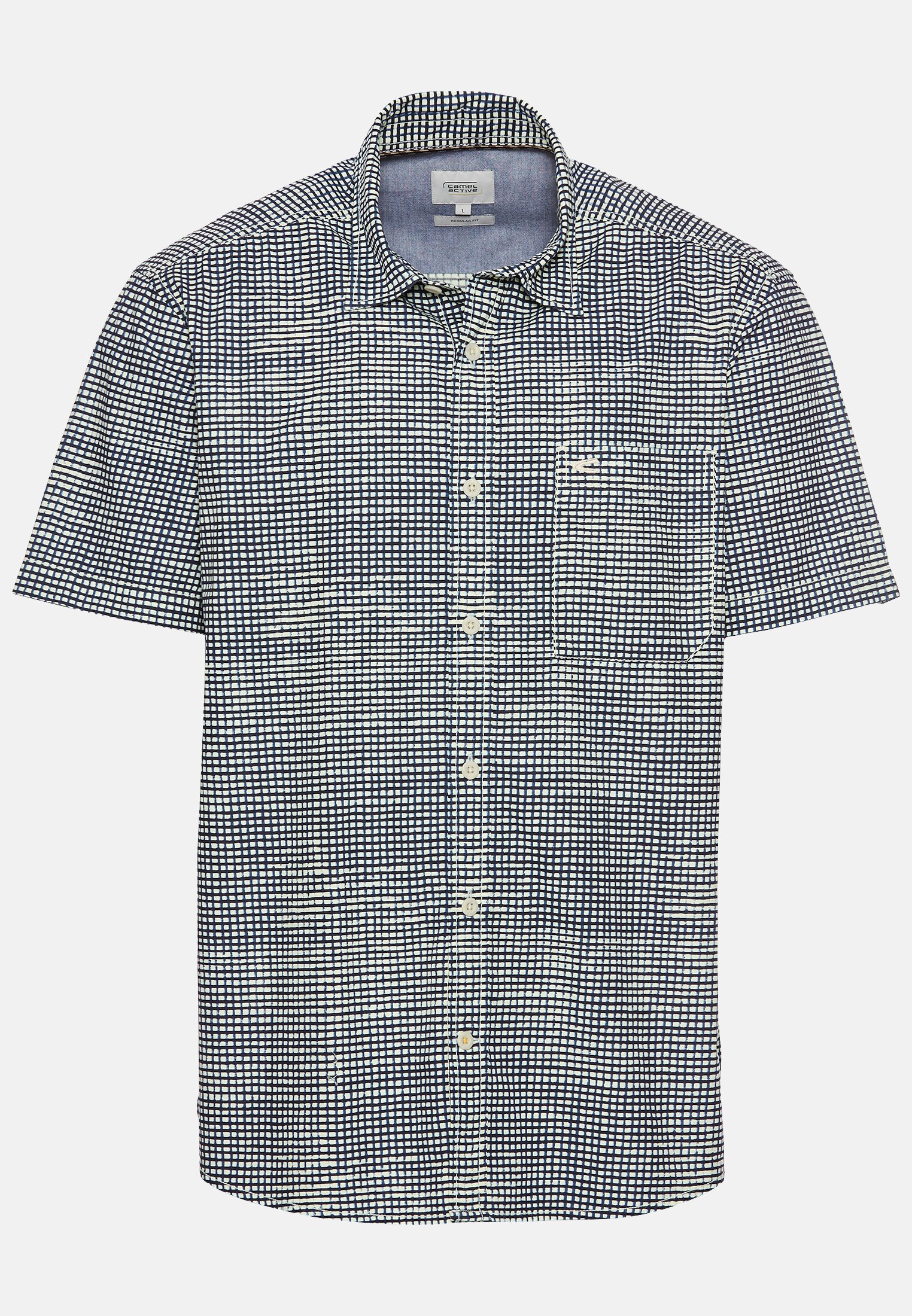 Men Checked short-sleeve shirt made of cotton Dark Blue frontal front