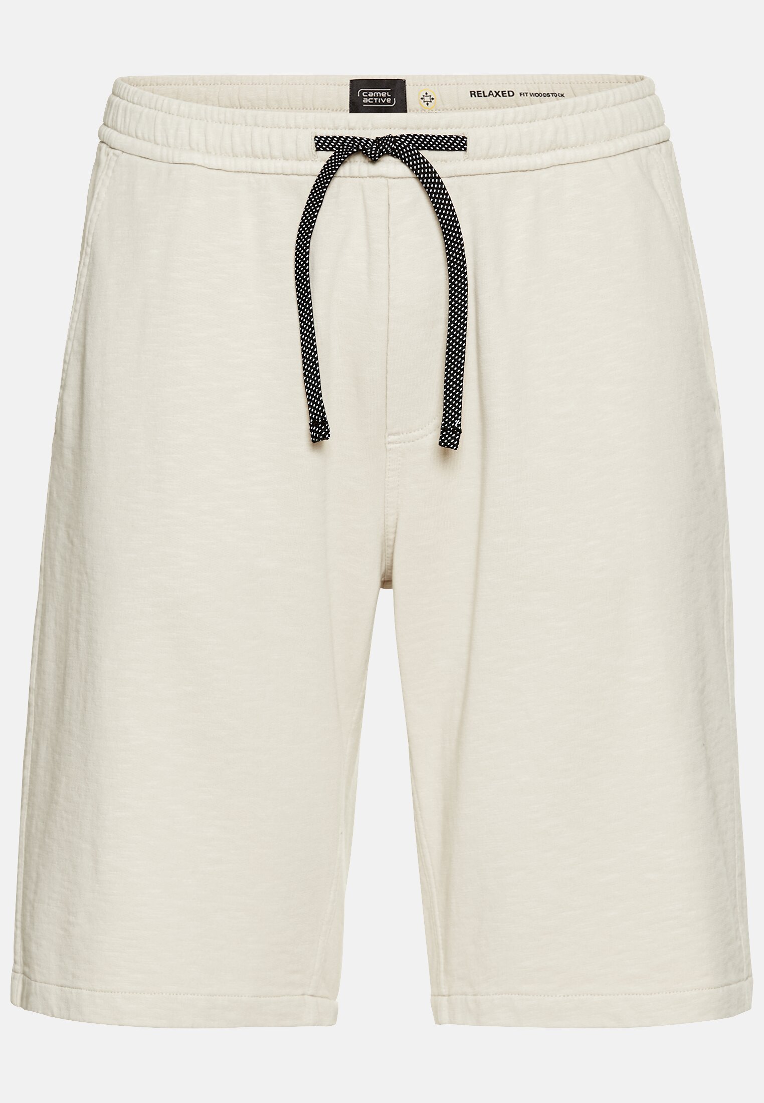 Heren Bermuda shorts met een elastische tailleband Beige frontaal voor