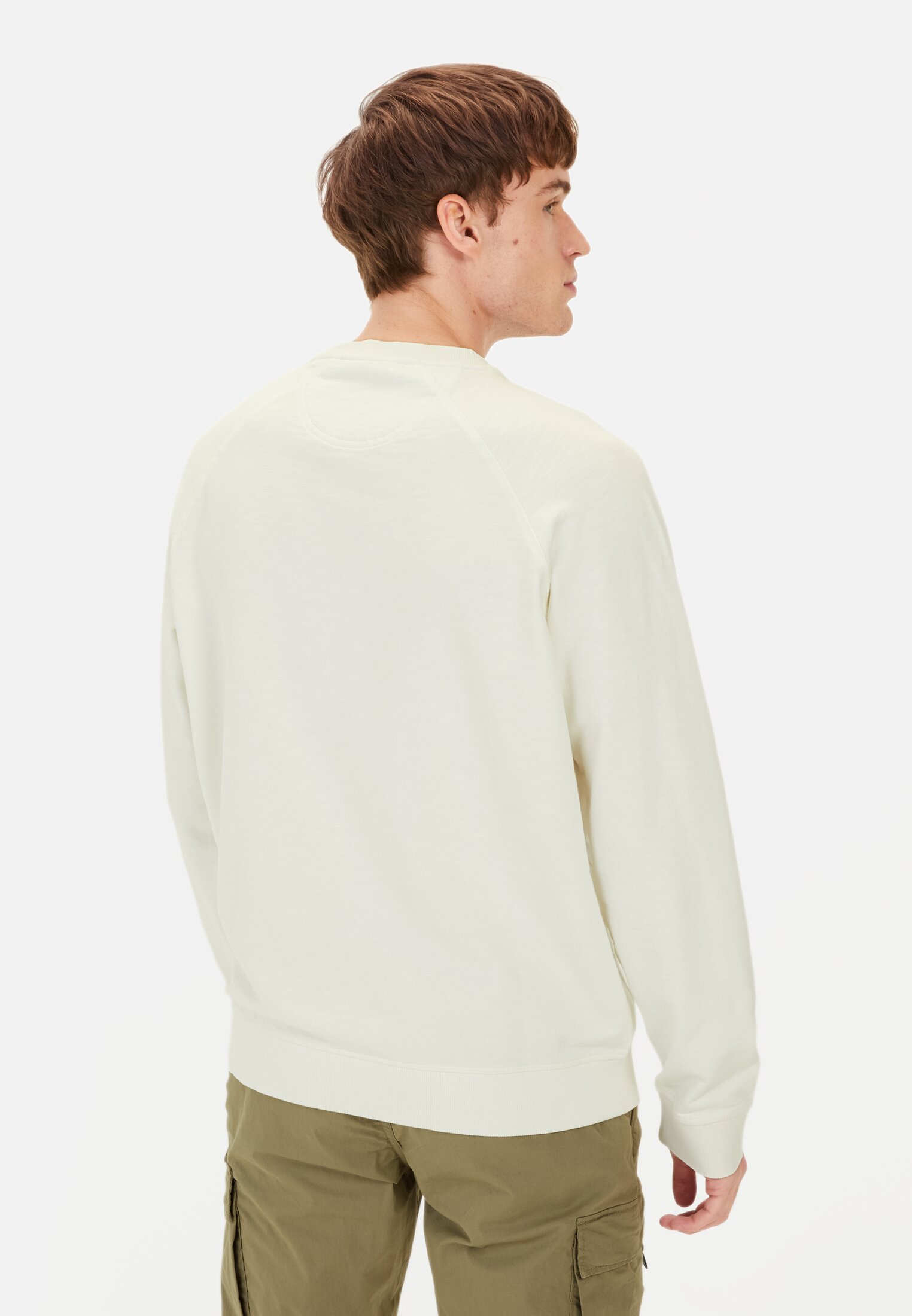 Herren Sweatshirt aus reiner Baumwolle Beige getragen hinten