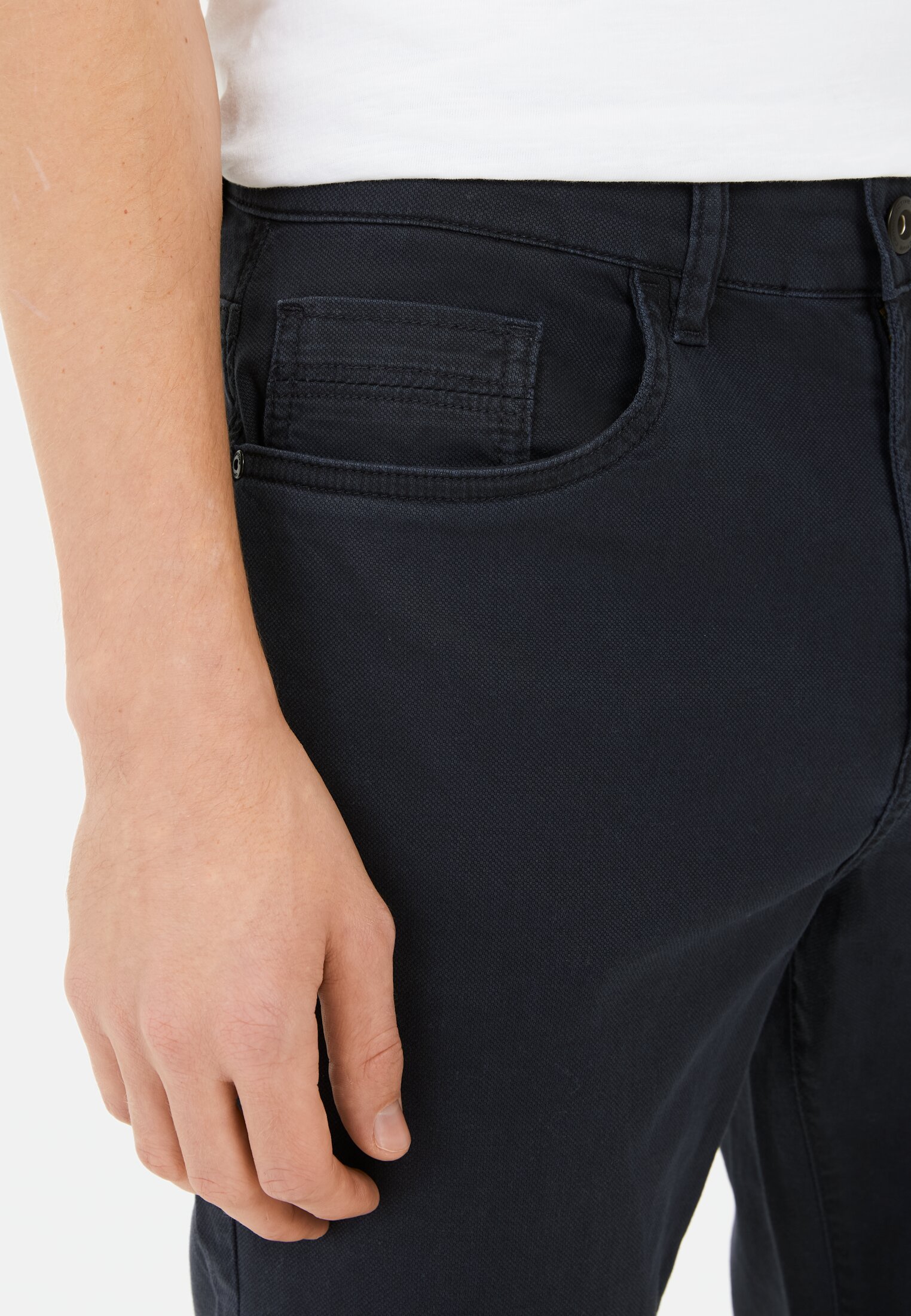 Men Relaxed Fit 5 Pocket Trousers Dark Blue