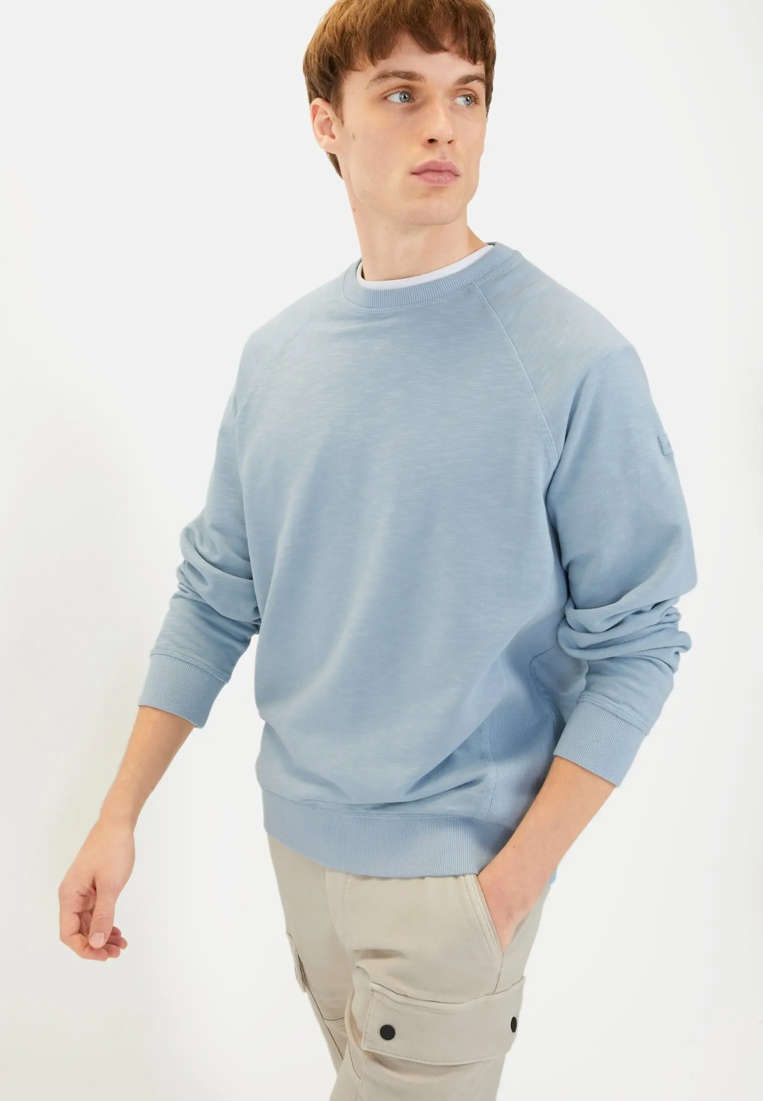 Herren Sweatshirt aus reiner Baumwolle Hellblau