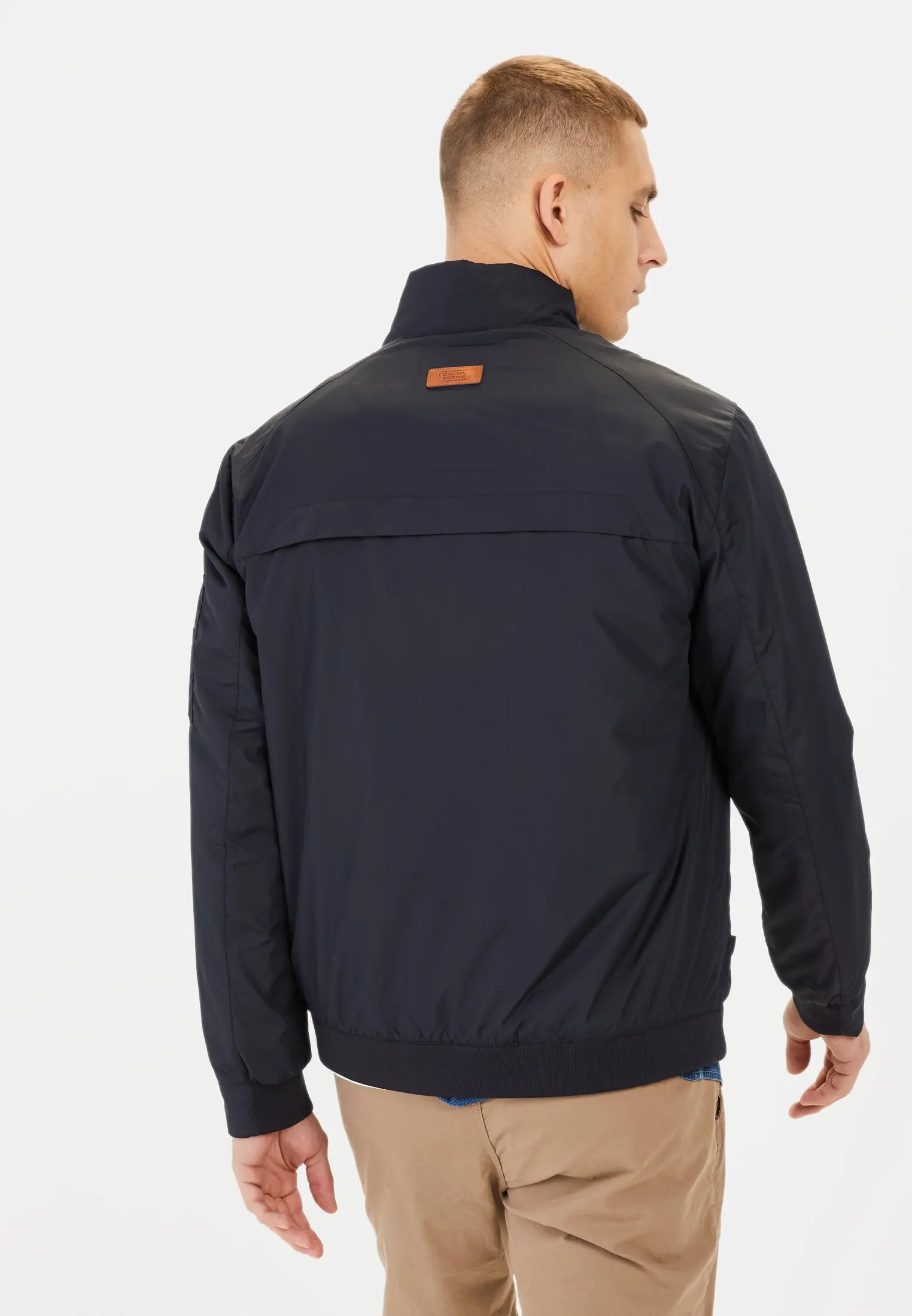 Men Blouson with a stand-up collar Dark Blue worn back