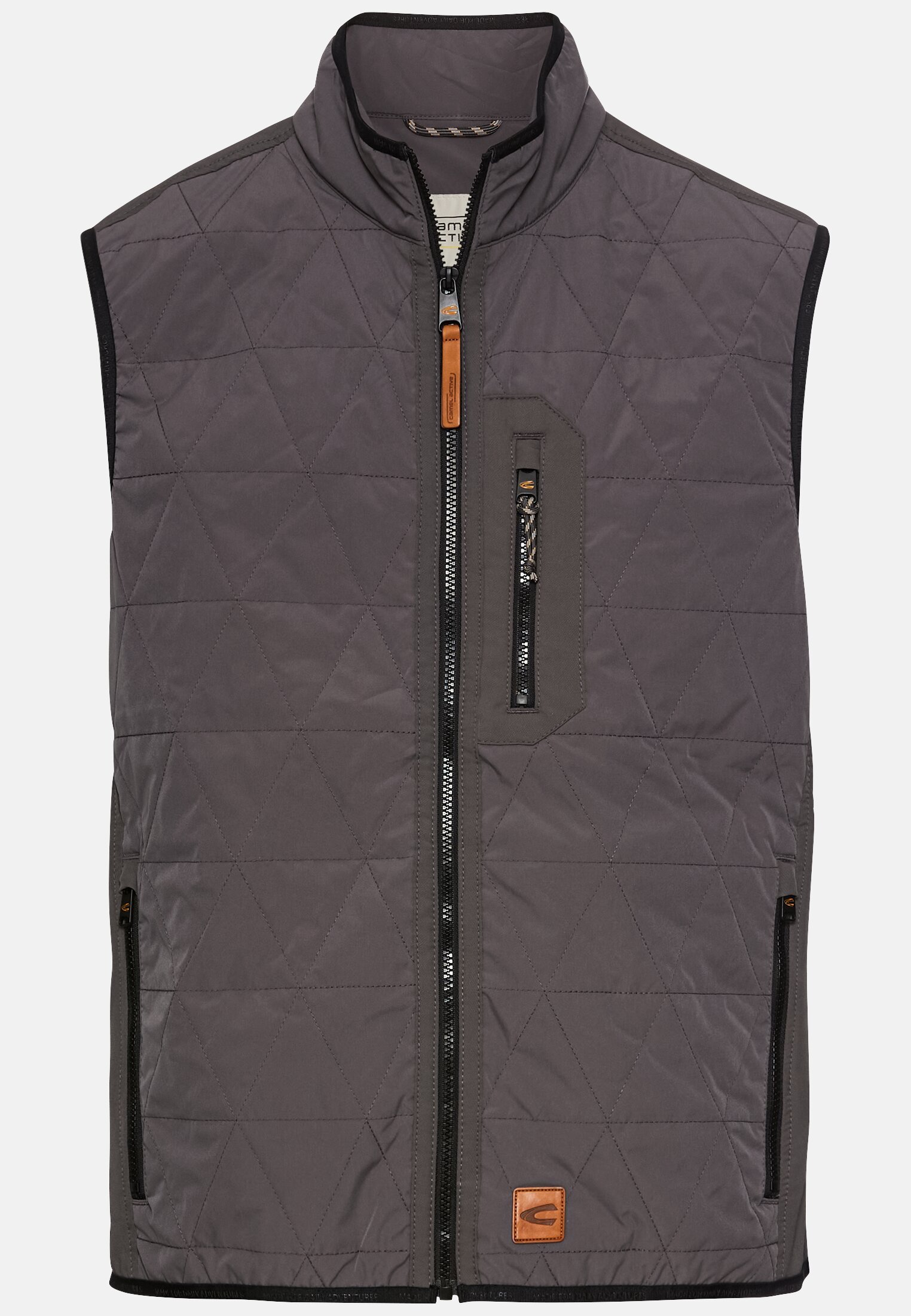 Men Vest with stand-up collar Grey frontal front