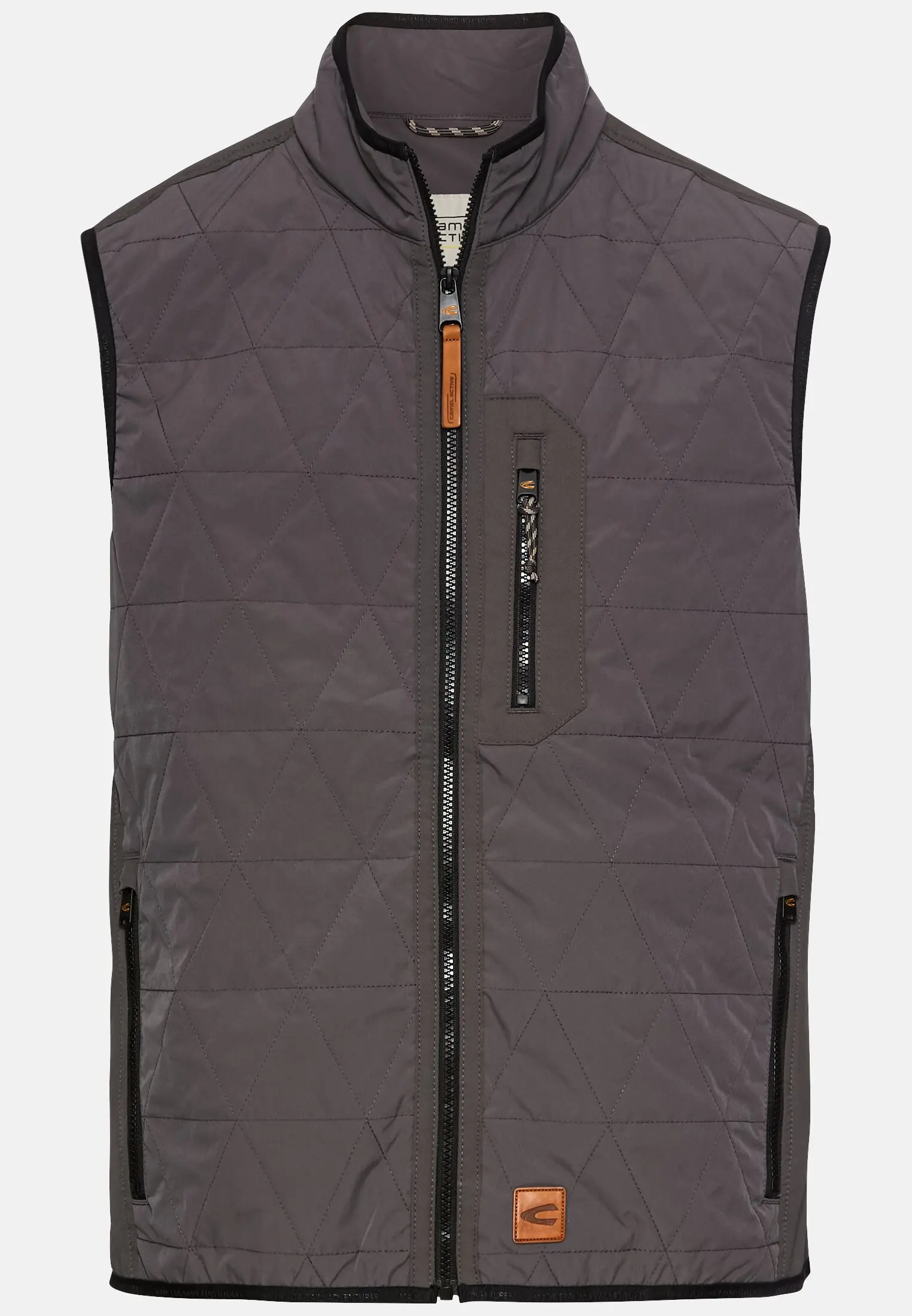 Men Vest with stand-up collar Grey frontal front