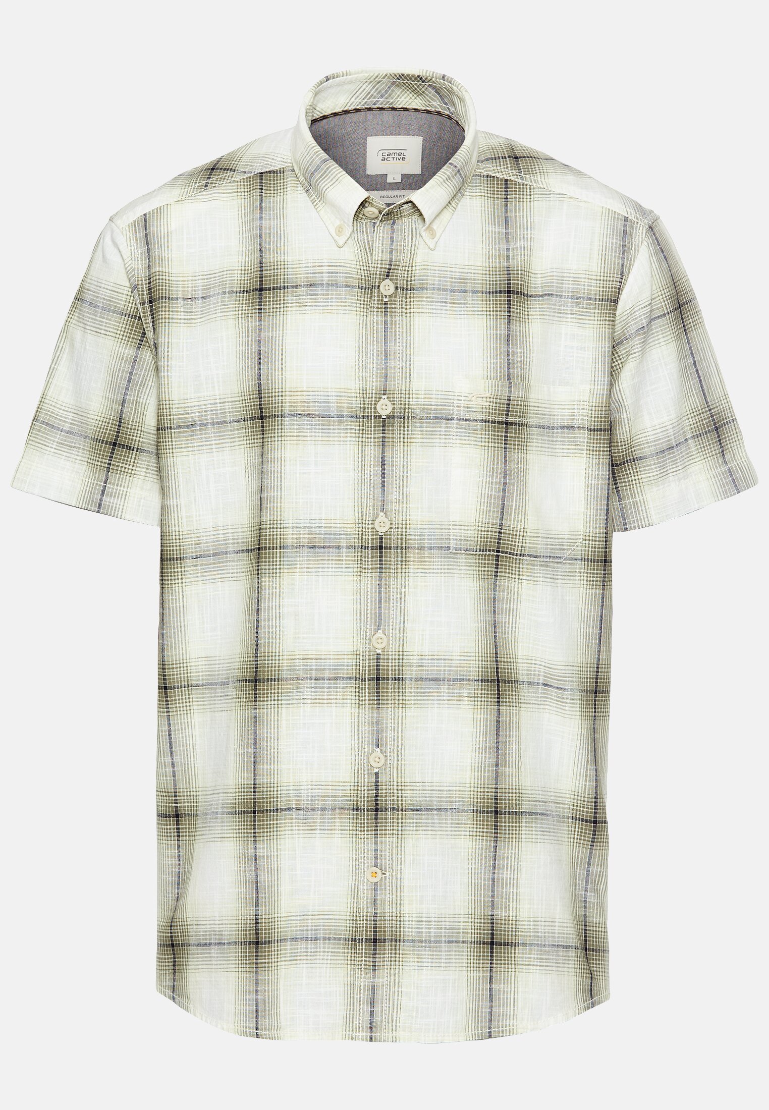 Men Checked short-sleeve shirt made of pure cotton Pale Mint frontal front