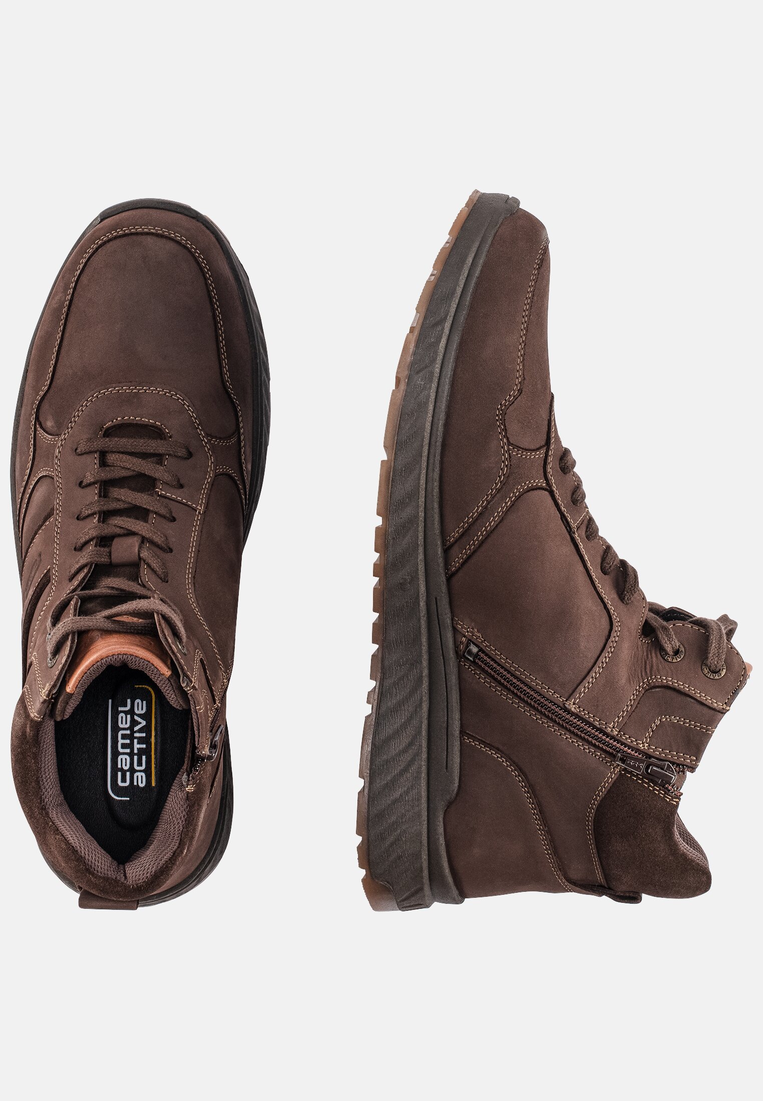 Herren WOOD Sneaker aus Leder Cafe