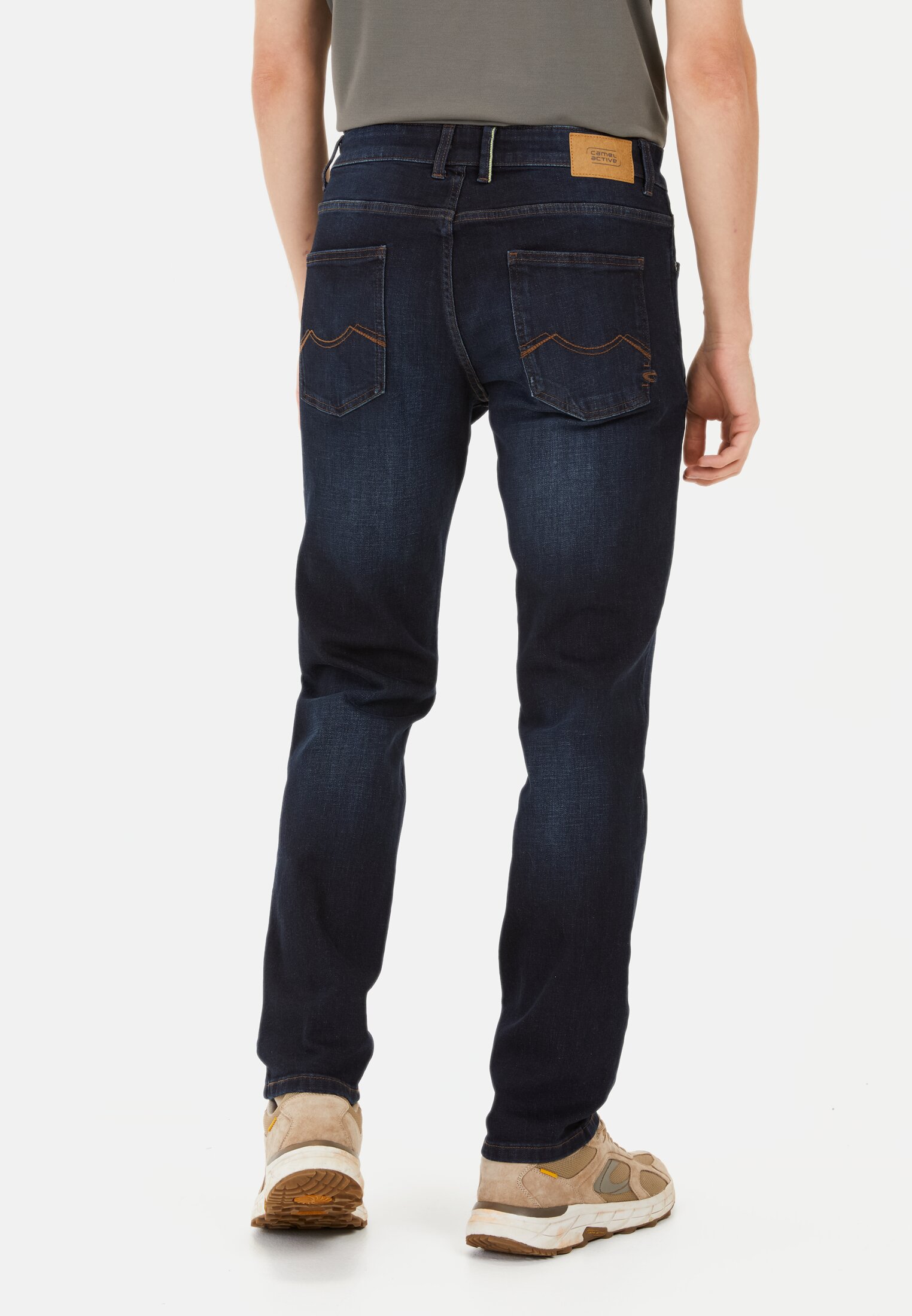 Men 5-pocket denim regular fit Dark Blue worn back