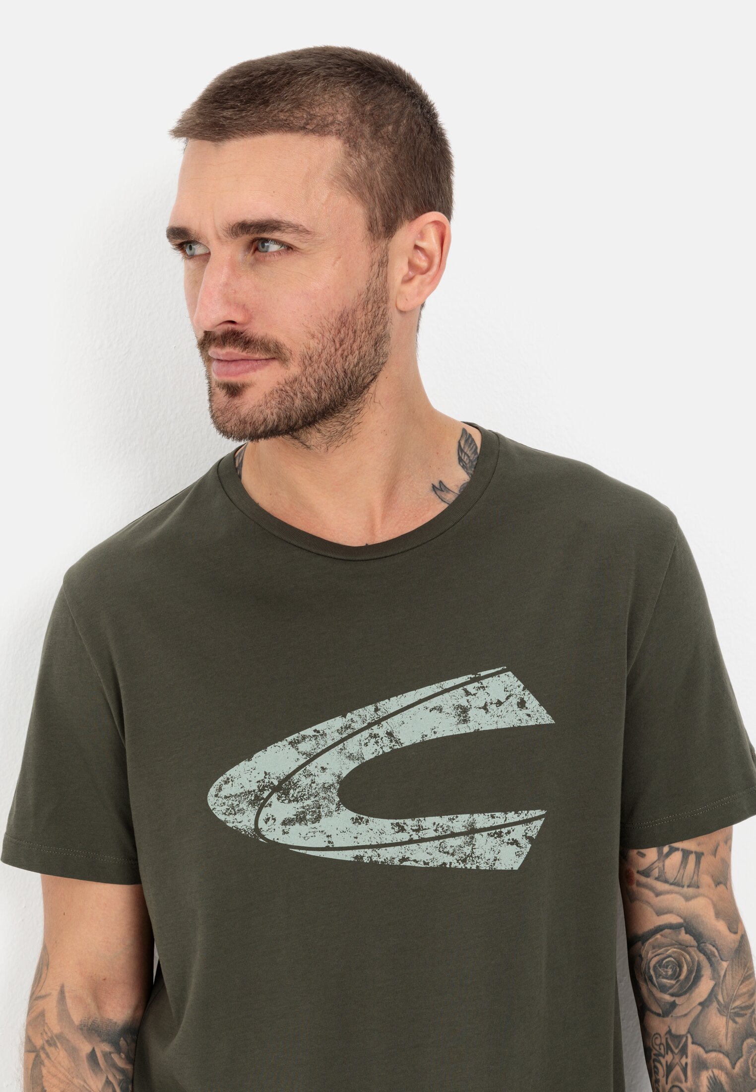 T-shirt with print for Herren in Dark Green | 4XL