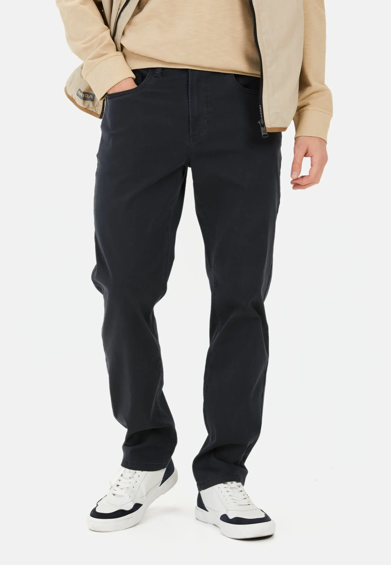 Men Relaxed Fit 5 Pocket Trousers Dark Blue