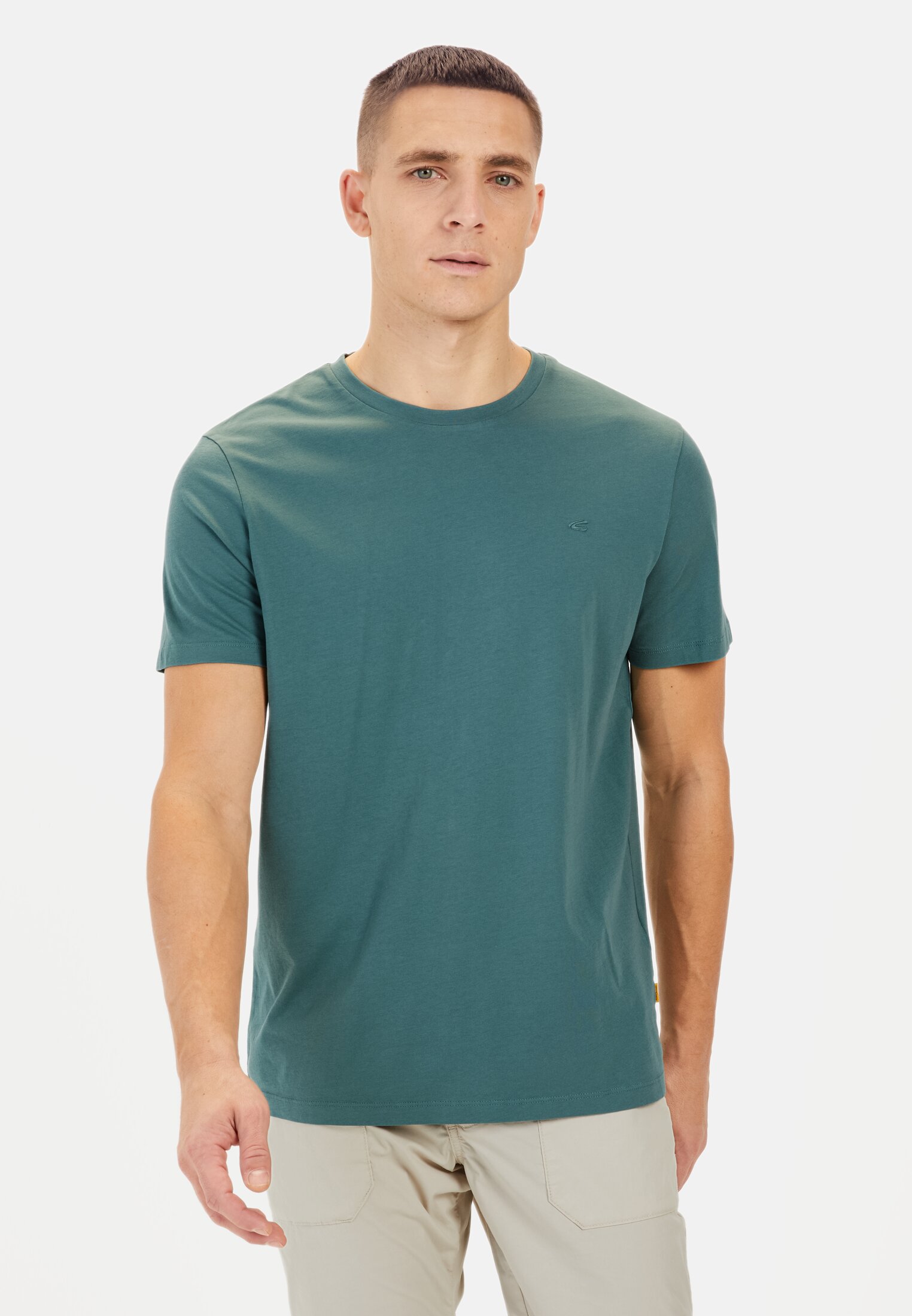 Men Basic T-shirt made of pure cotton Dark green worn front