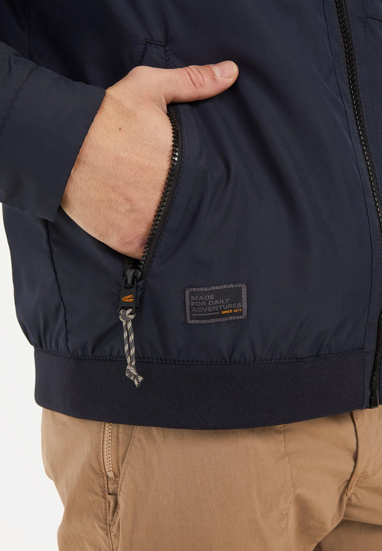 Men Blouson with a stand-up collar Dark Blue worn detail close