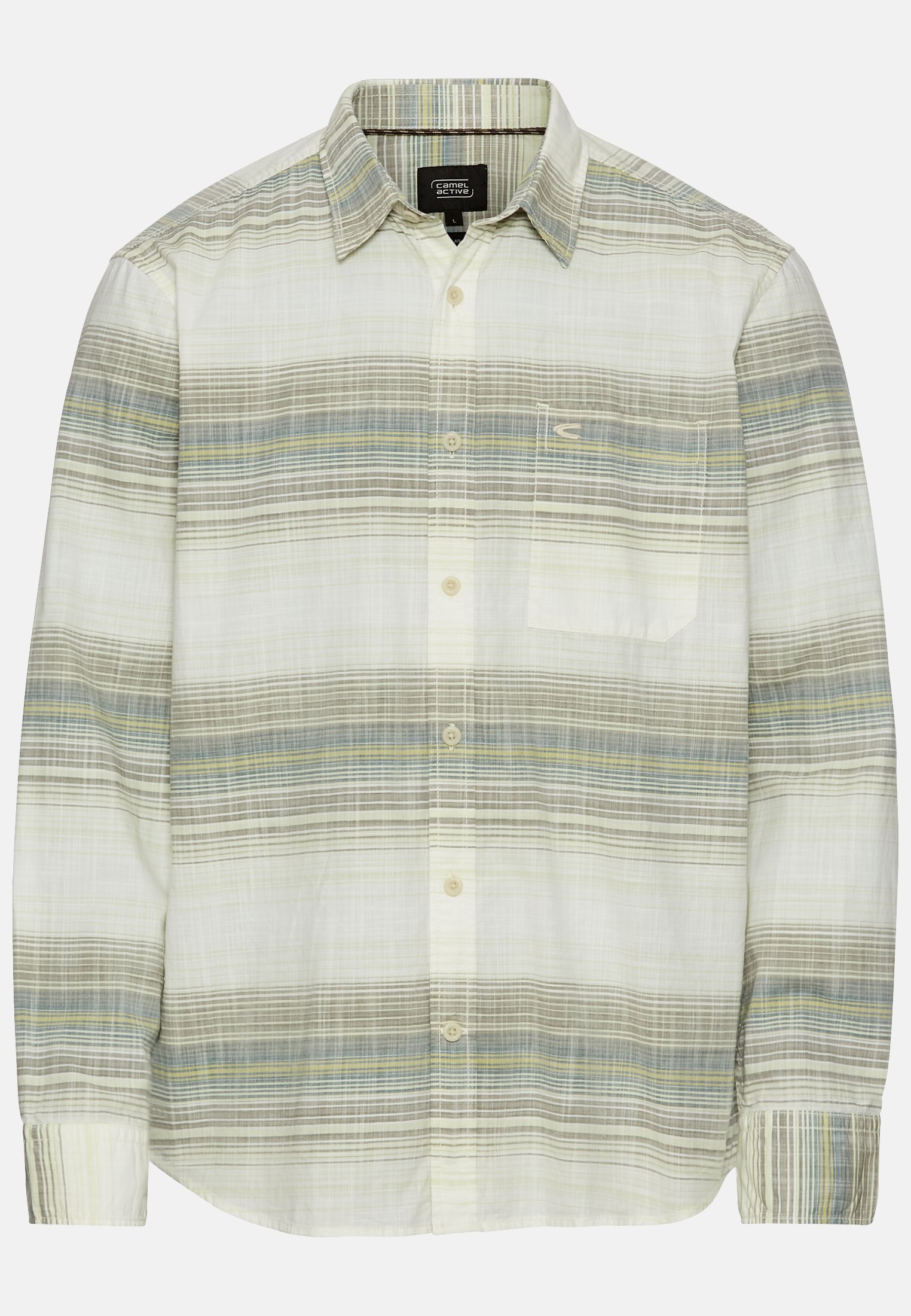 Men Striped shirt made of pure cotton Green frontal front