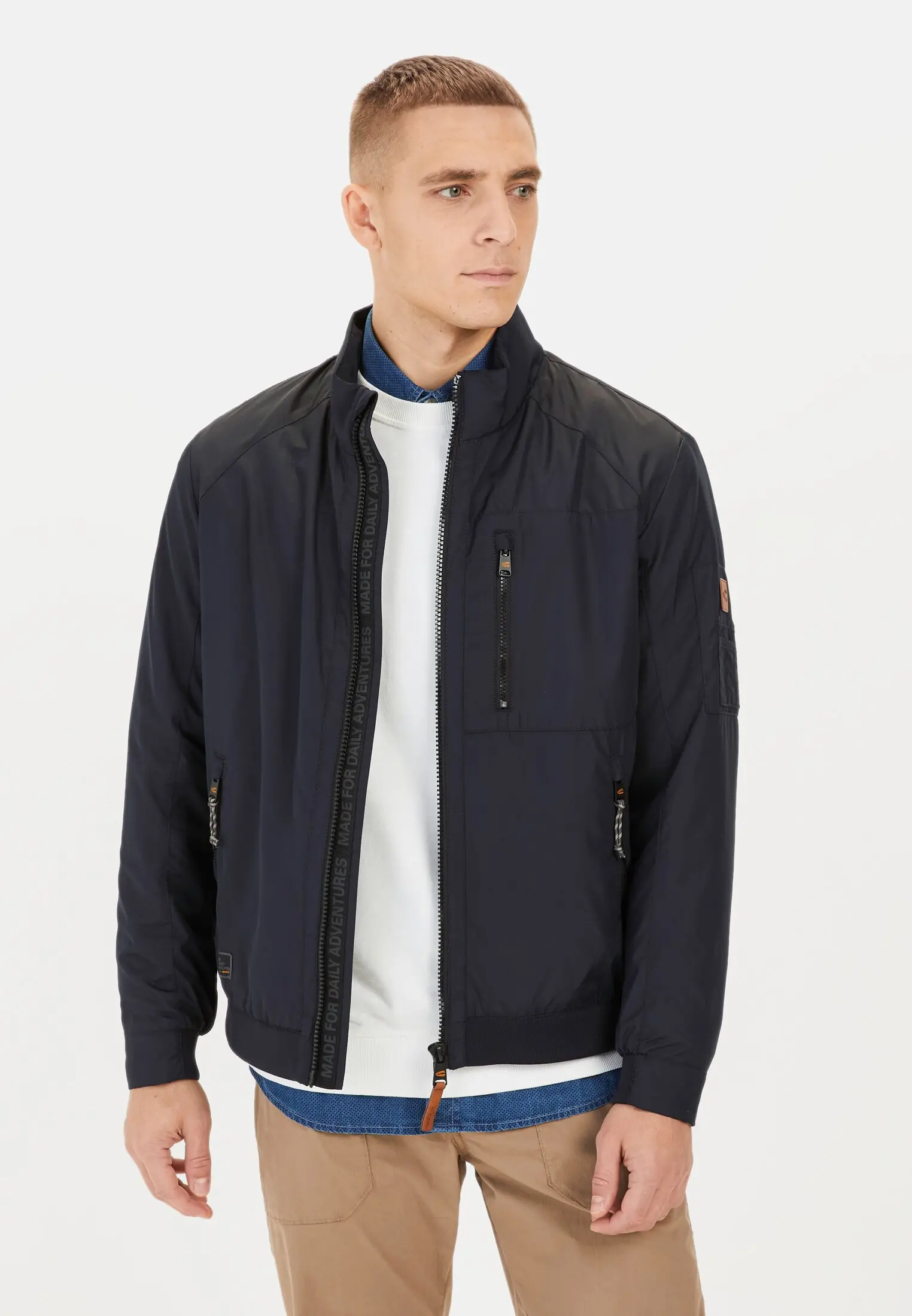 Heren Blouson met een opstaande kraag Donker blauw gedragen voor