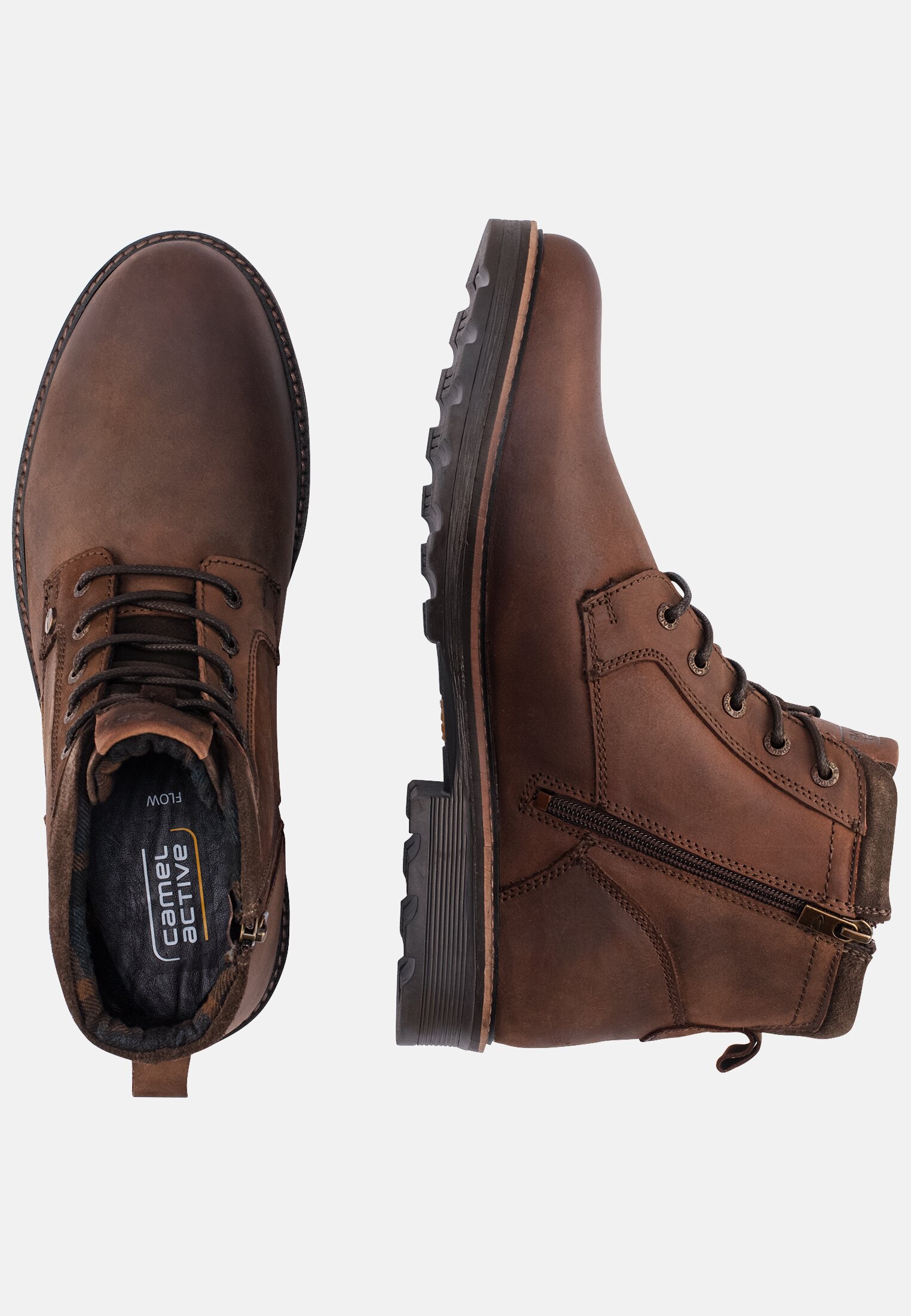 Herren FLOW Boot aus echtem Leder Cafe