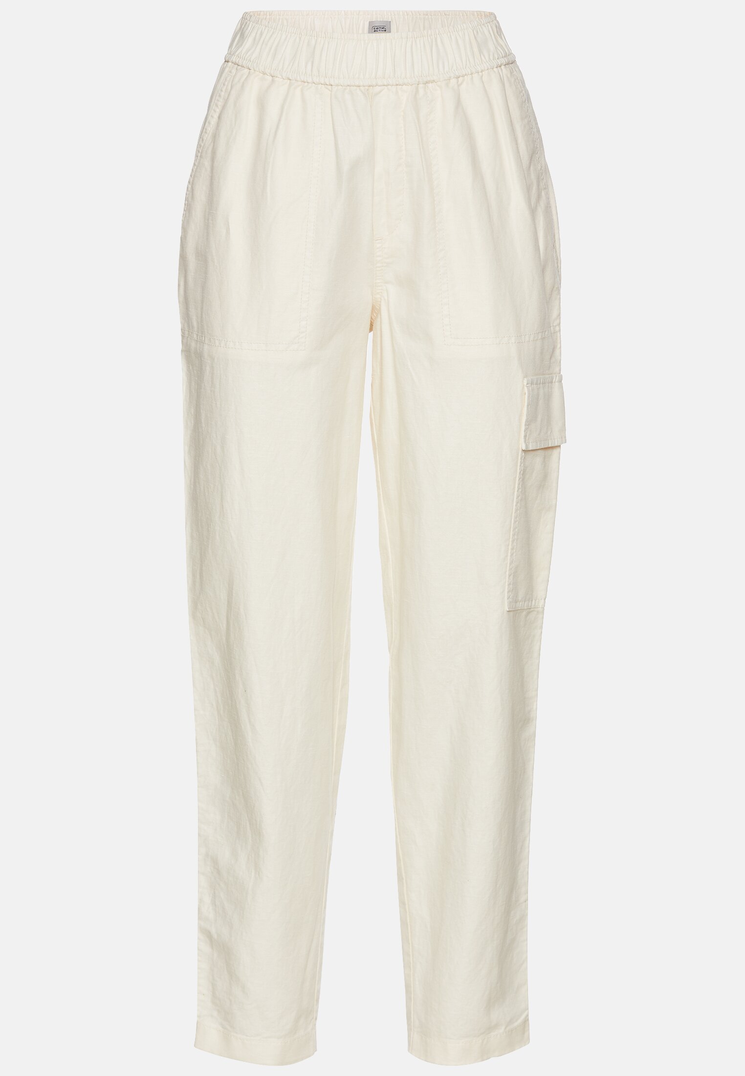 Women Loose fit trousers made from a linen blend Bone White frontal front