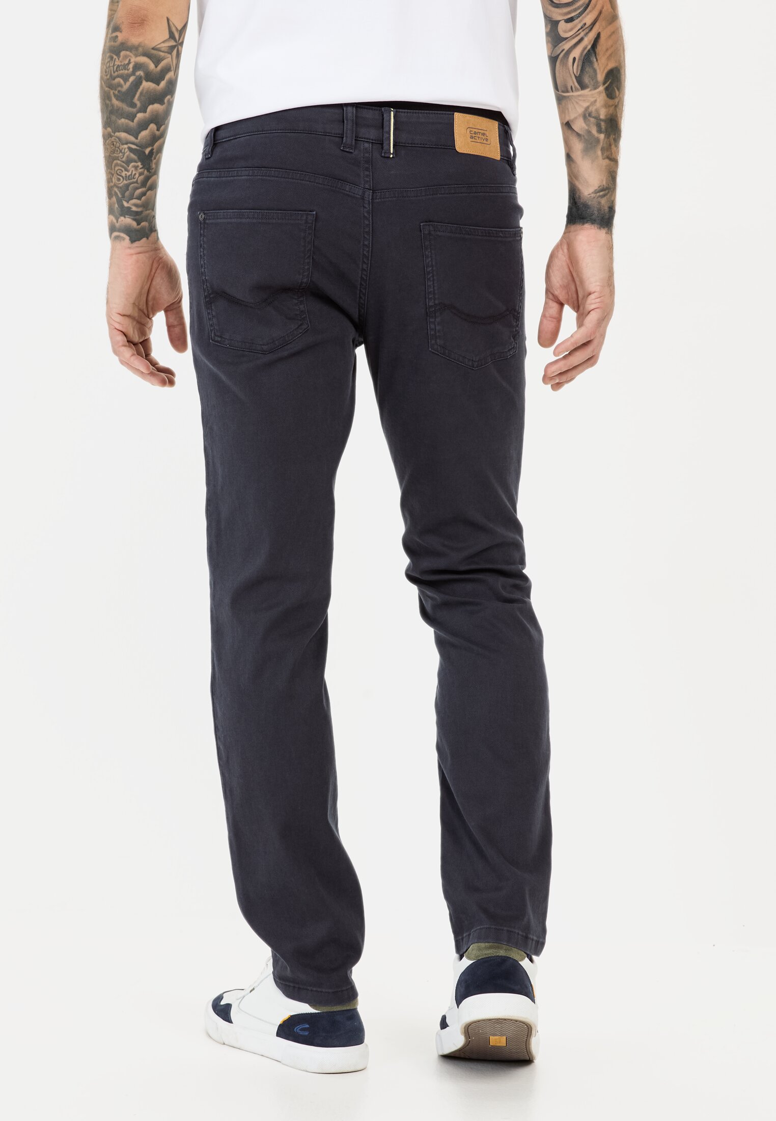 Men Regular Fit 5-pocket trousers Dark Blue worn back