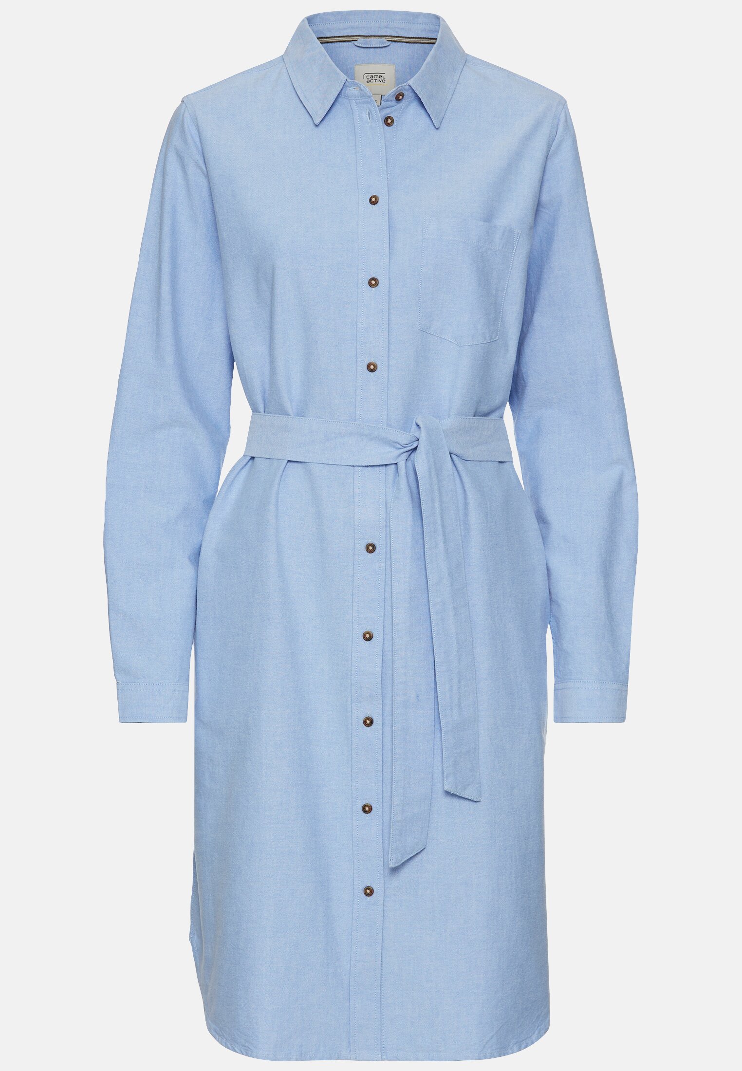 Women Shirt dress with fabric belt Oxford frontal front