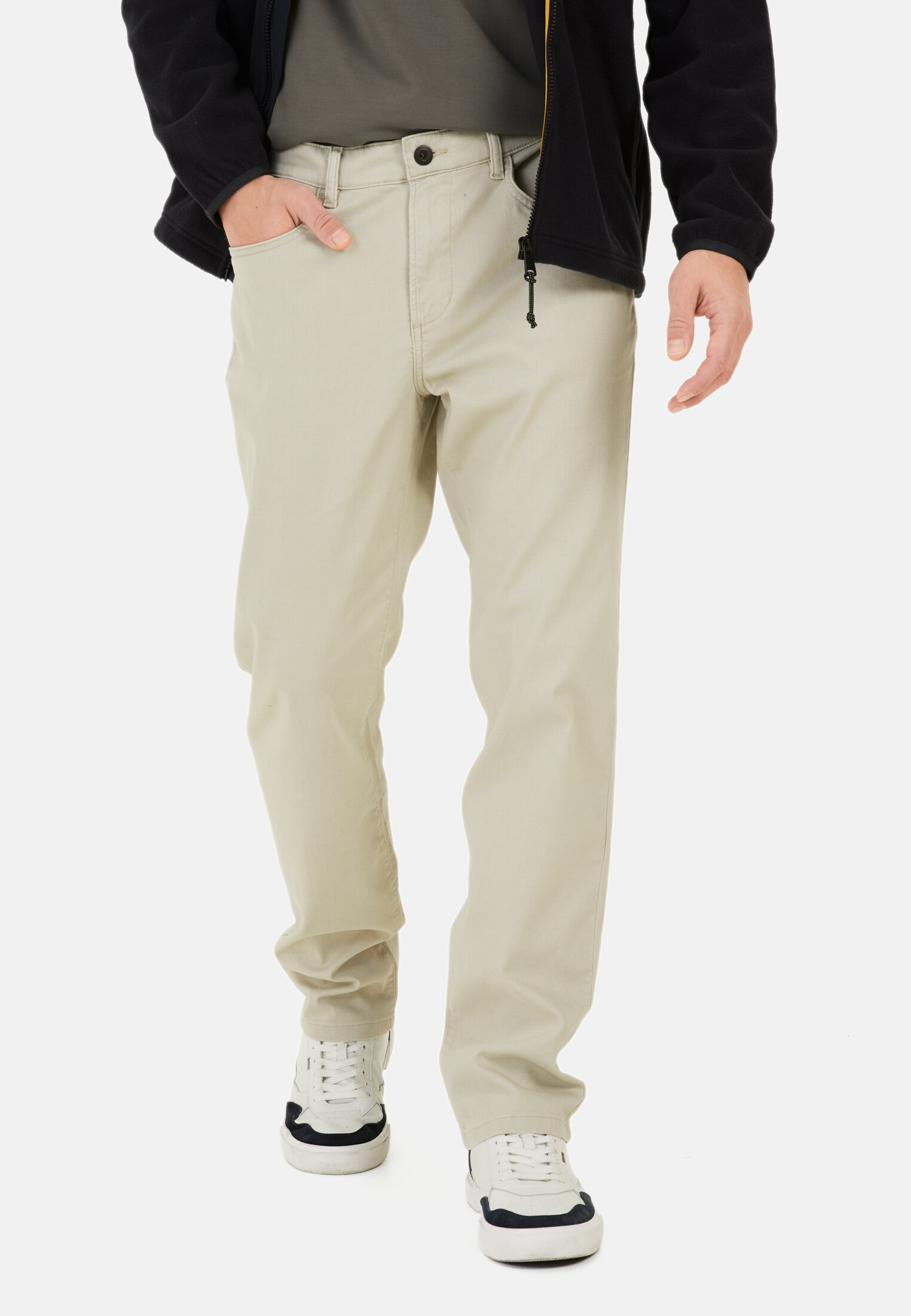 Men Relaxed Fit 5 Pocket Trousers Beige